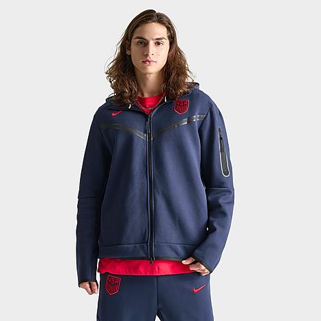 Nike Men's Sportswear Usa National Team Tech Fleece Windrunner Jacket In Obsidian/sport Red