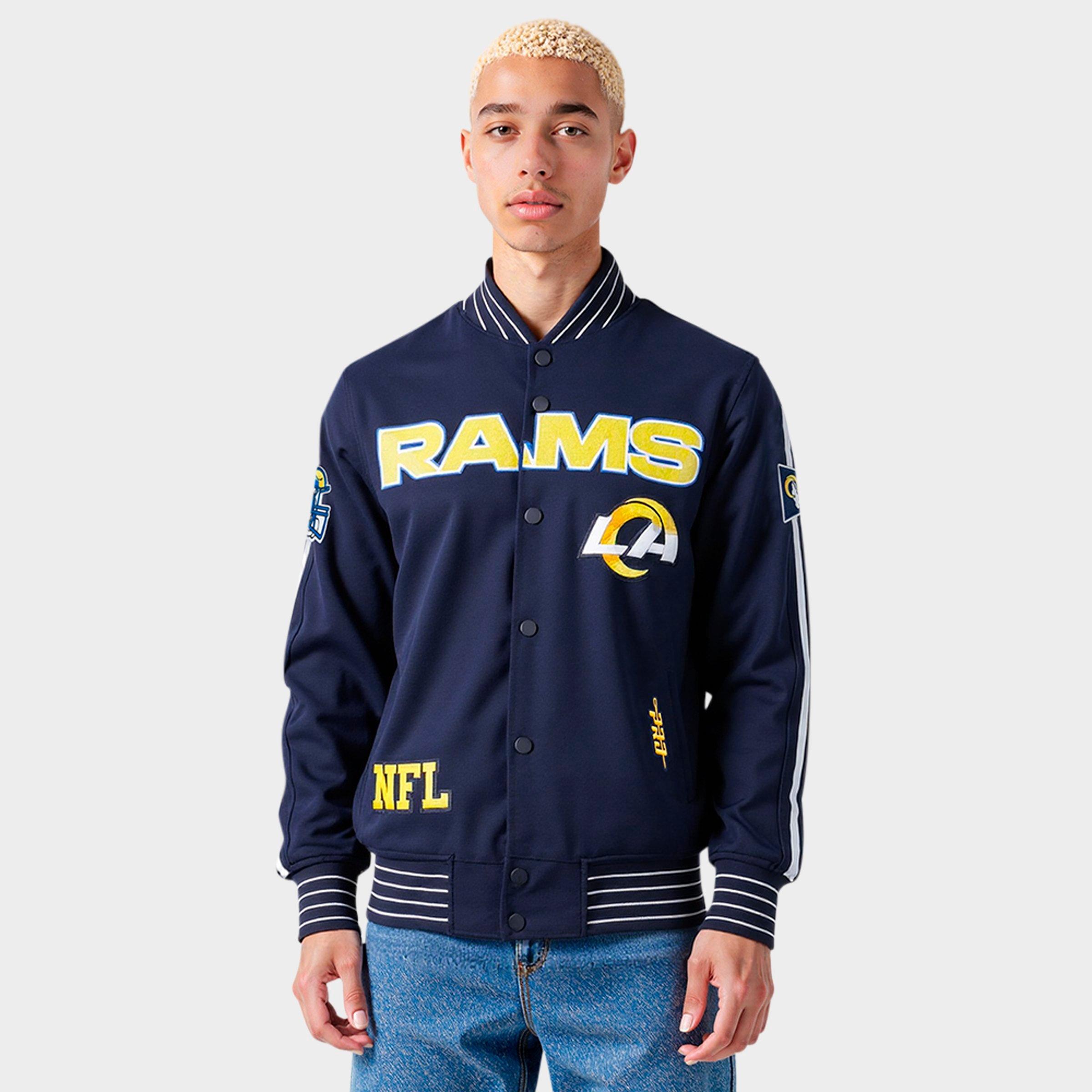 Pro Standard Men's Los Angeles Rams NFL Pro Game Day Doubleknit Jacket in Midnight Navy/White Size: XL