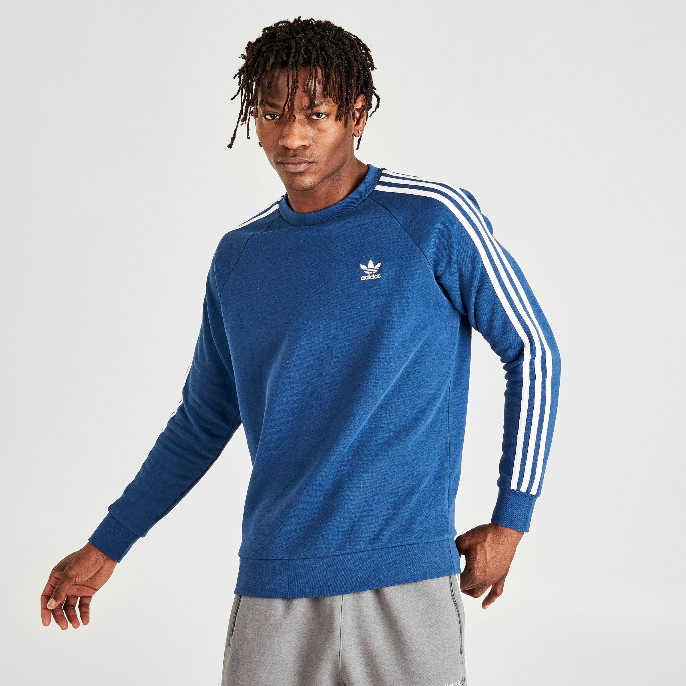 muggen Swipe Distrahere Shop Adidas Originals Adidas Men's Originals 3-stripes Crewneck Sweatshirt  In Blue