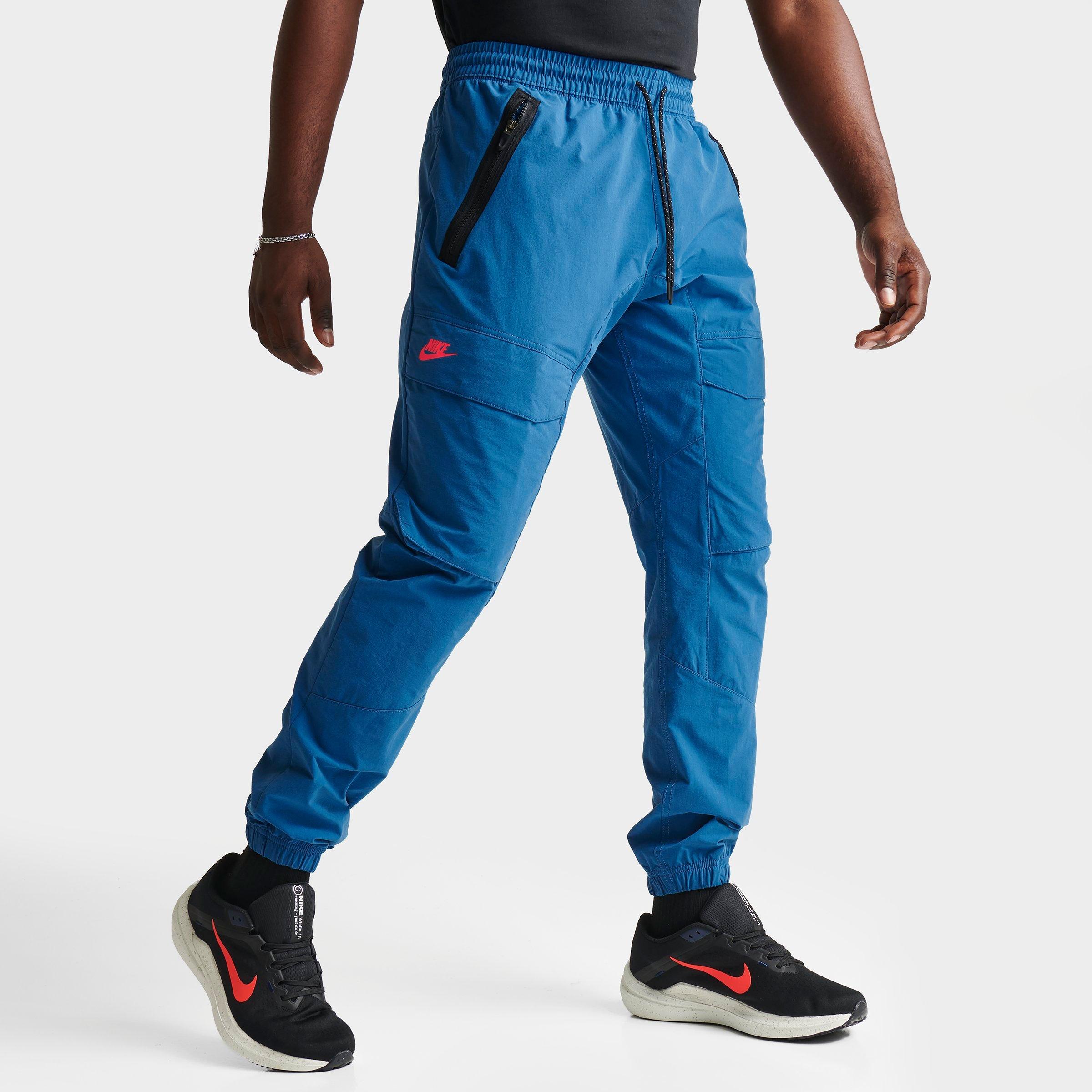 Nike Men's Sportswear Air Max Woven Cargo Pants In Industrial Blue/black/bright Crimson