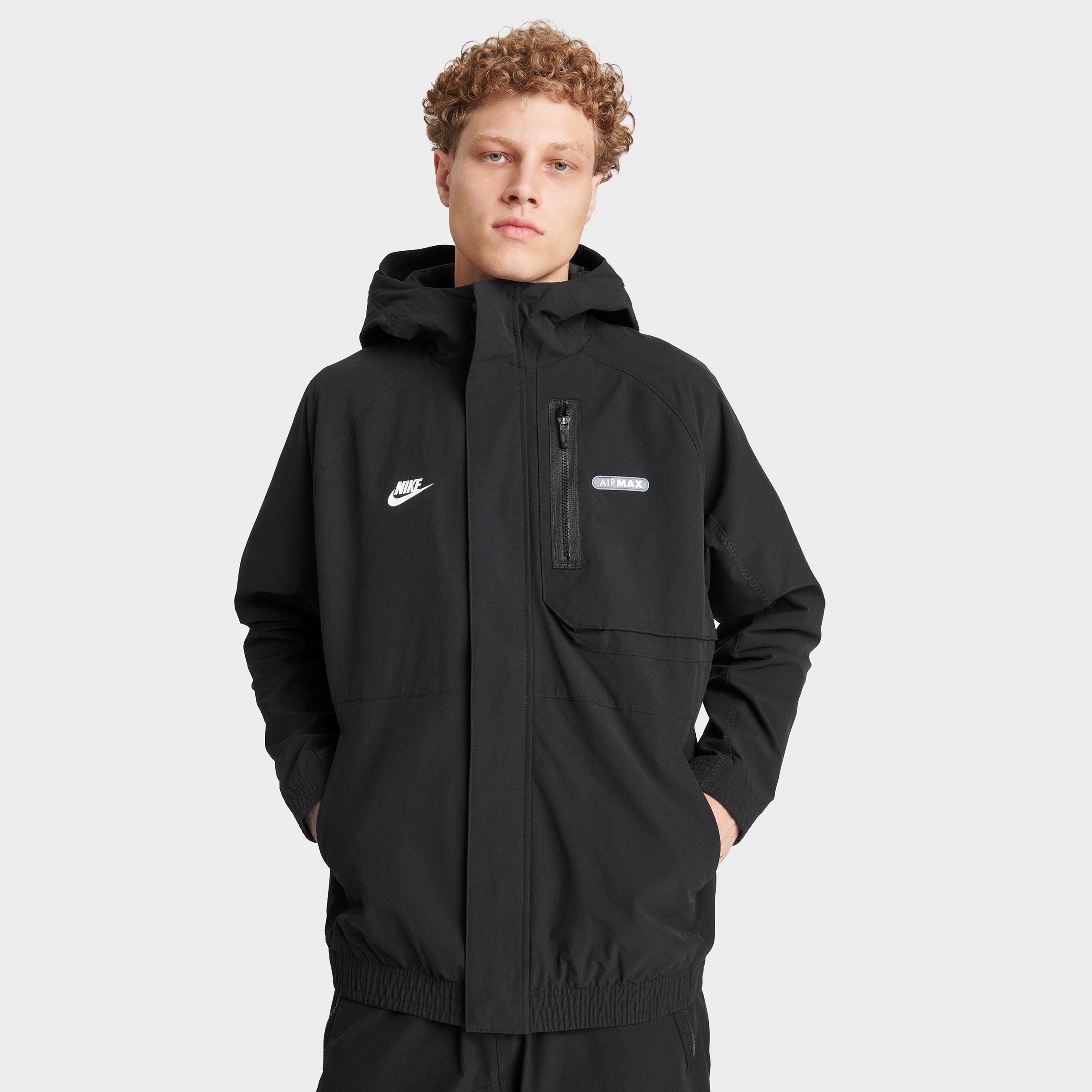 Nike Men's Sportswear Air Max Graphic Woven Full-zip Jacket In Black/black/white