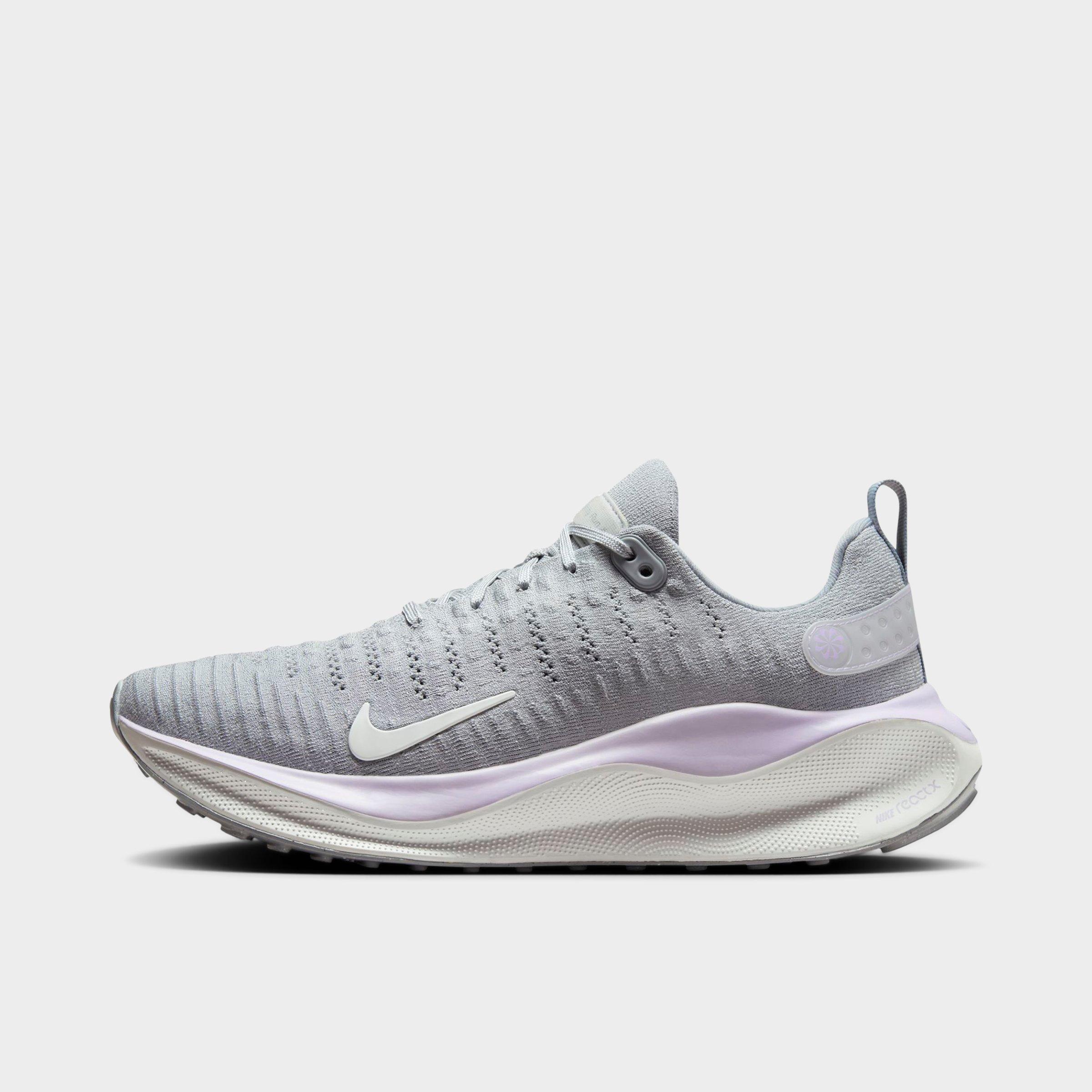 Shop Nike Women's React Infinity Run Flyknit 4 Running Shoes In Light Smoke Grey/barely Grape/violet Mist/summit White