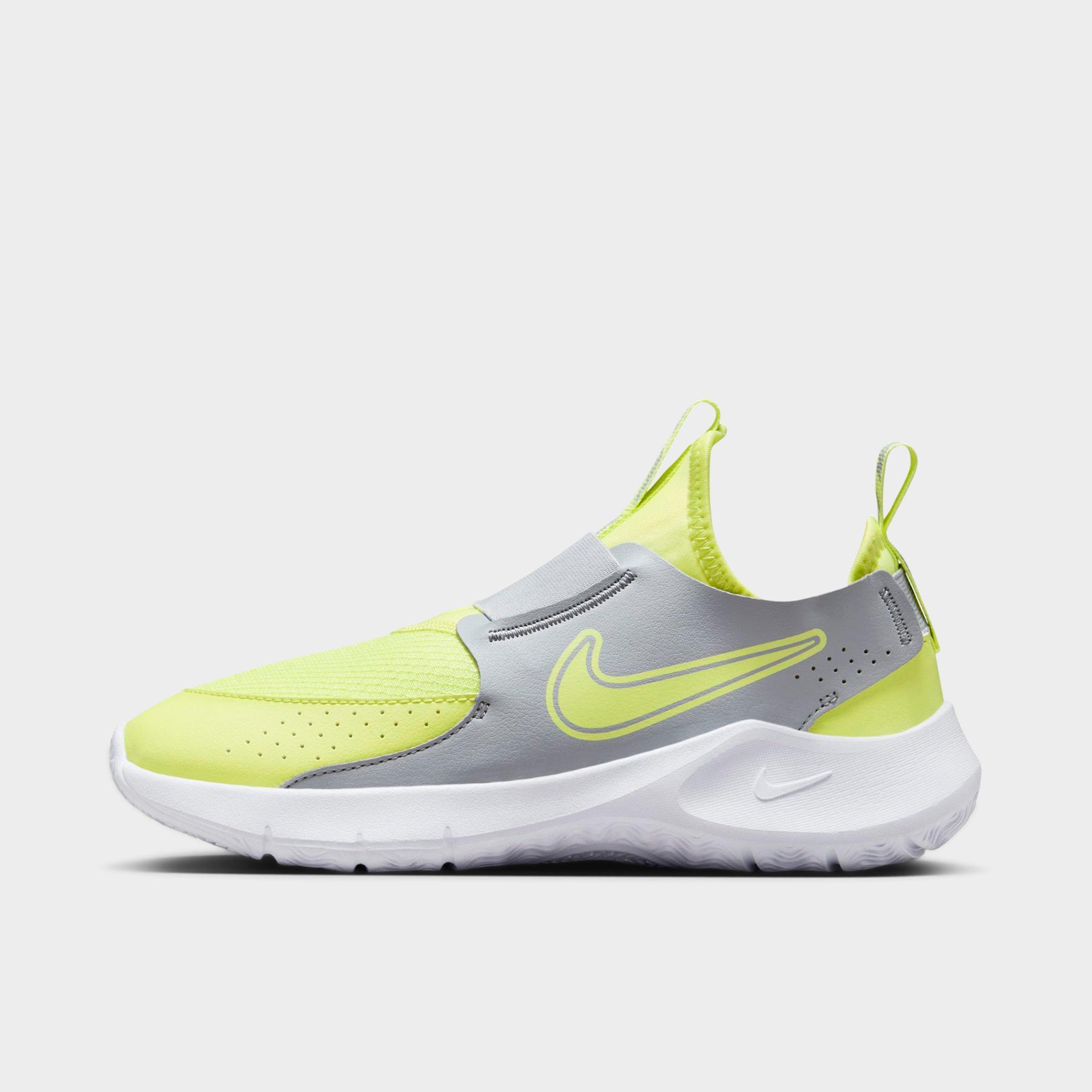 Nike Big Kids Flex Runner 3 Running Shoes in Summit White/White/Light Lemon Twist Size: 1.0