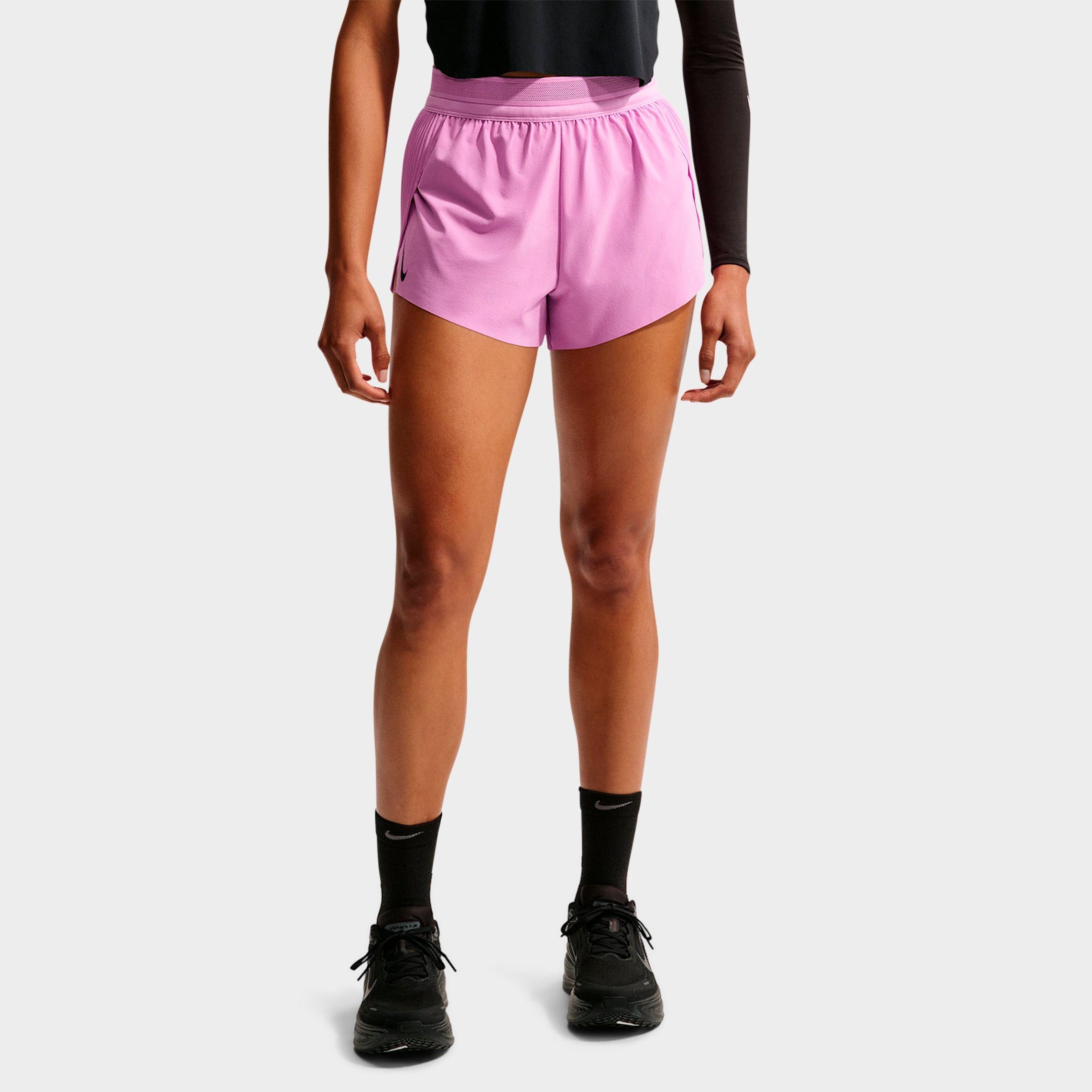 Nike Women's AeroSwift Dri-FIT ADV Mid-Rise 3-Inch Brief-Lined Shorts in Light Magenta/Black/White Size: 2XL