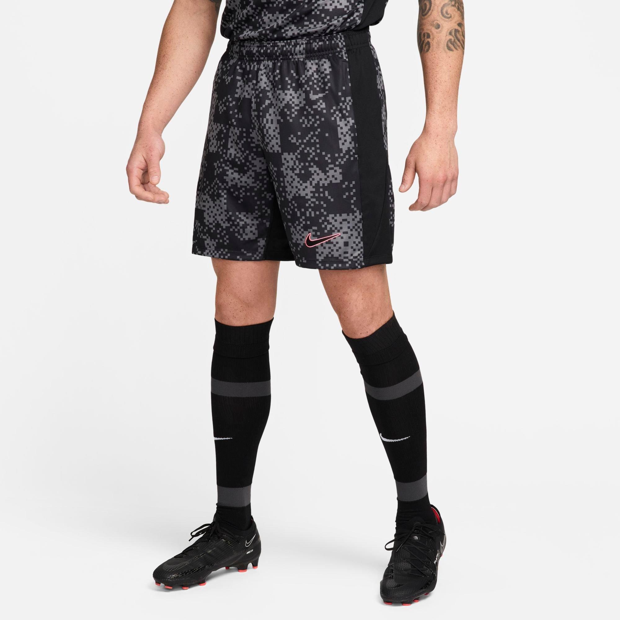 Shop Nike Men's Academy Pro Dri-fit Graphic Soccer Shorts In Iron Grey/black/black/black