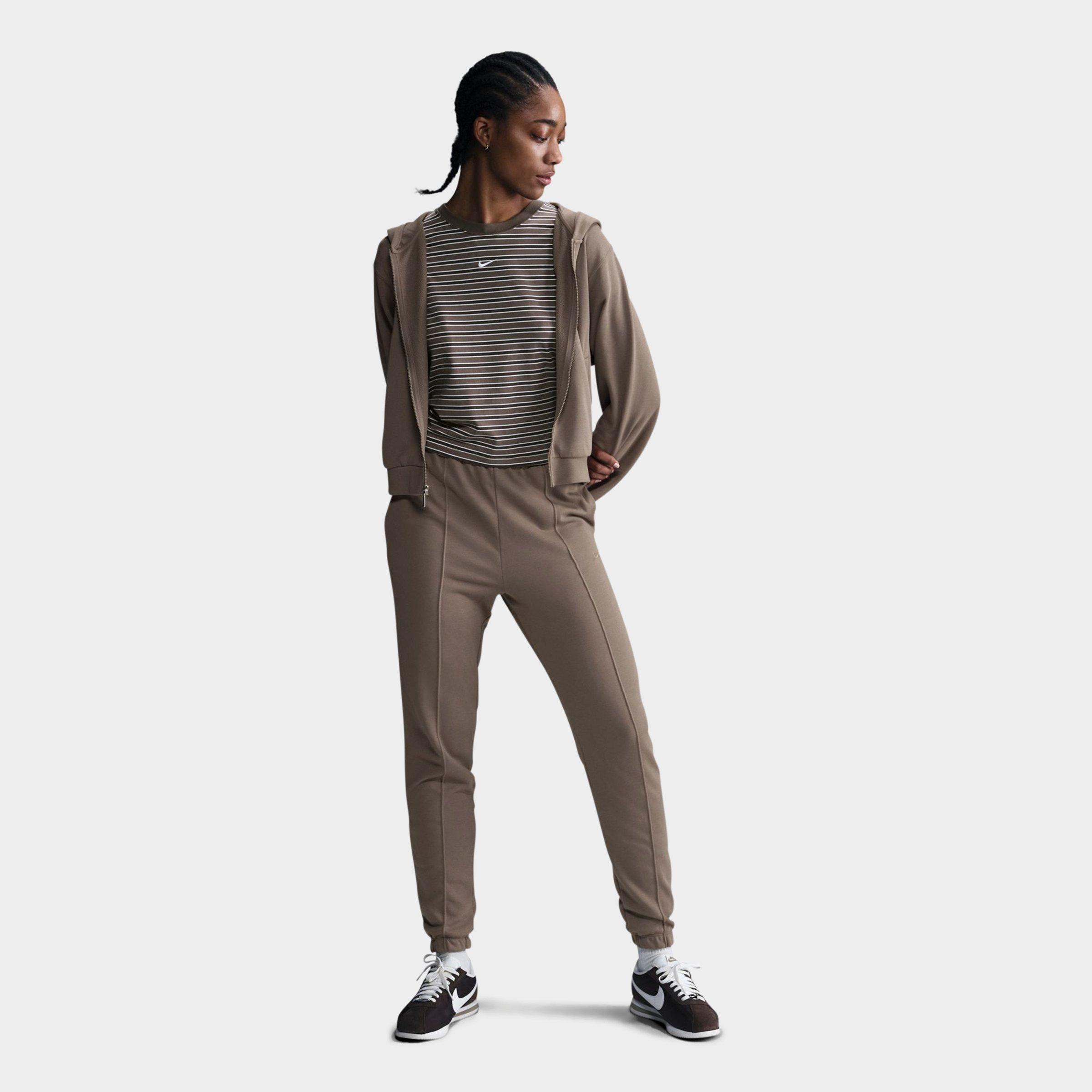 Nike Women's Sportswear Chill Slim High-Rise French Terry Sweatpants in Brown/Mink Brown Size Medium Cotton/Polyester/Fiber