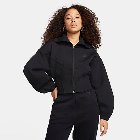 Shop Nike Women's Sportswear Tech Fleece Loose Full-zip Track Jacket In Black/black