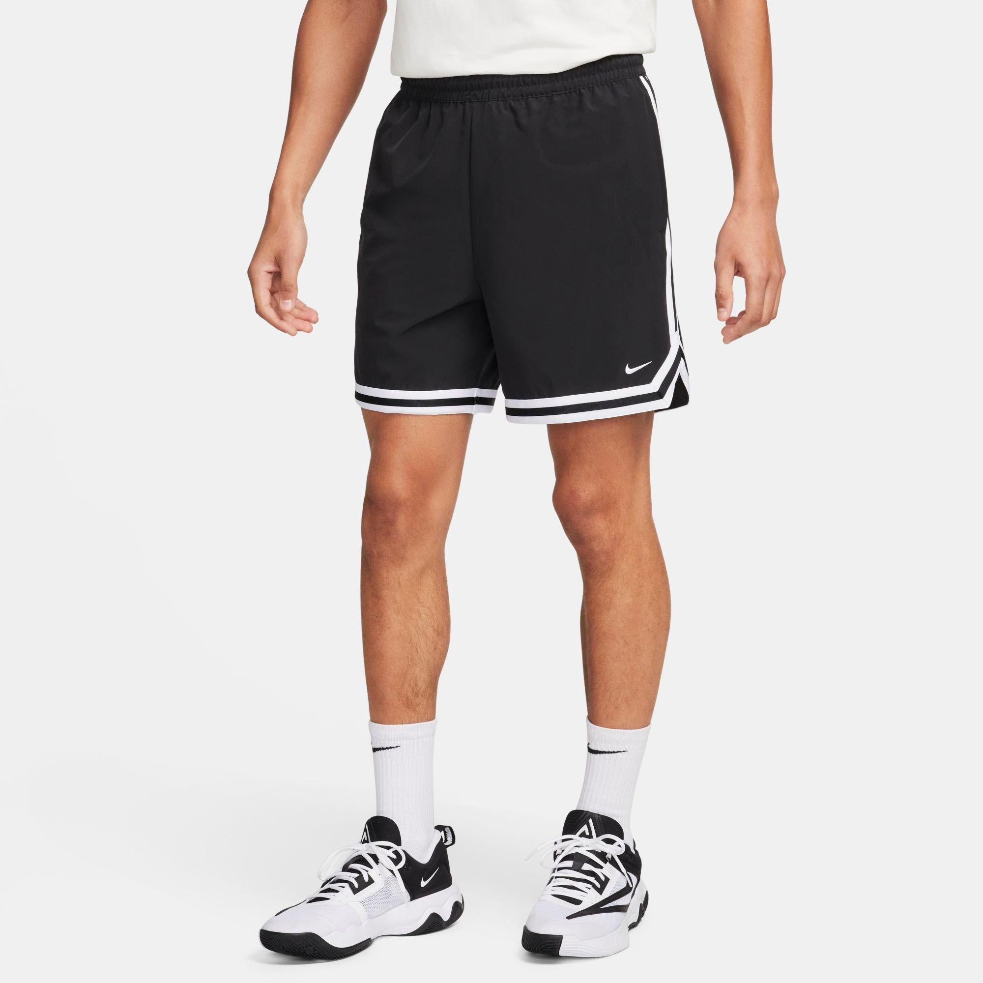 Shop Nike Men's Dri-fit Dna Uv Woven 6" Basketball Shorts In Black/white/white