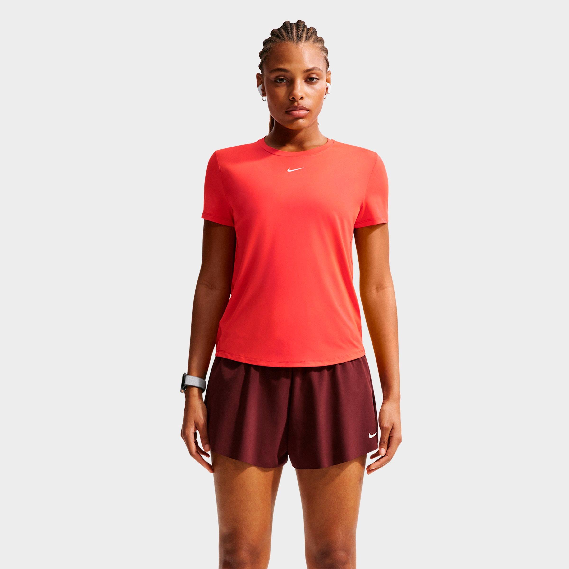 Nike Women's One Classic Dri-FIT Short-Sleeve T-Shirt in Light Crimson/White Size: Large