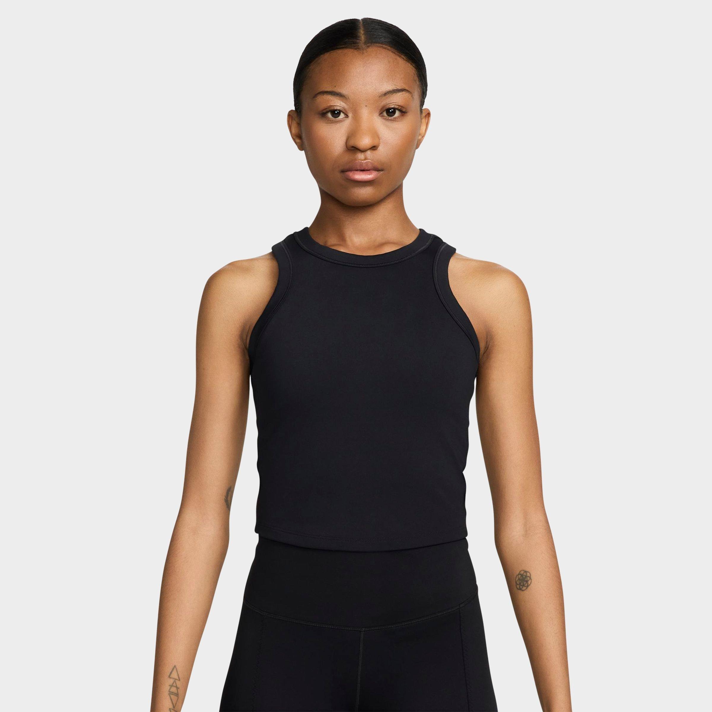 Nike One Fitted Dri-fit Cropped Tank Top In Black/black
