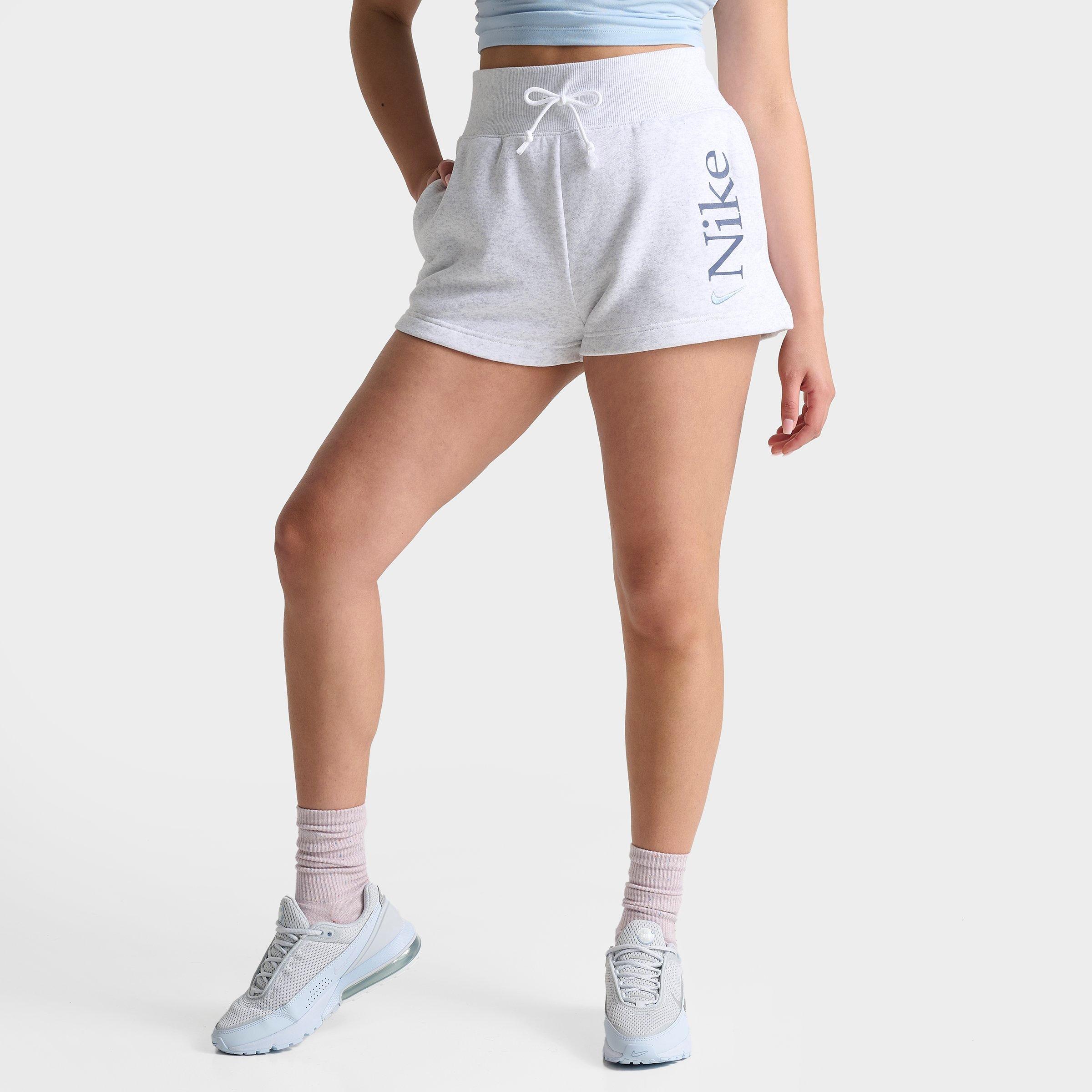 Shop Nike Women's Sportswear Phoenix Fleece High-waisted 2" Logo Shorts In Birch Heather/ashen Slate/light Armory Blue