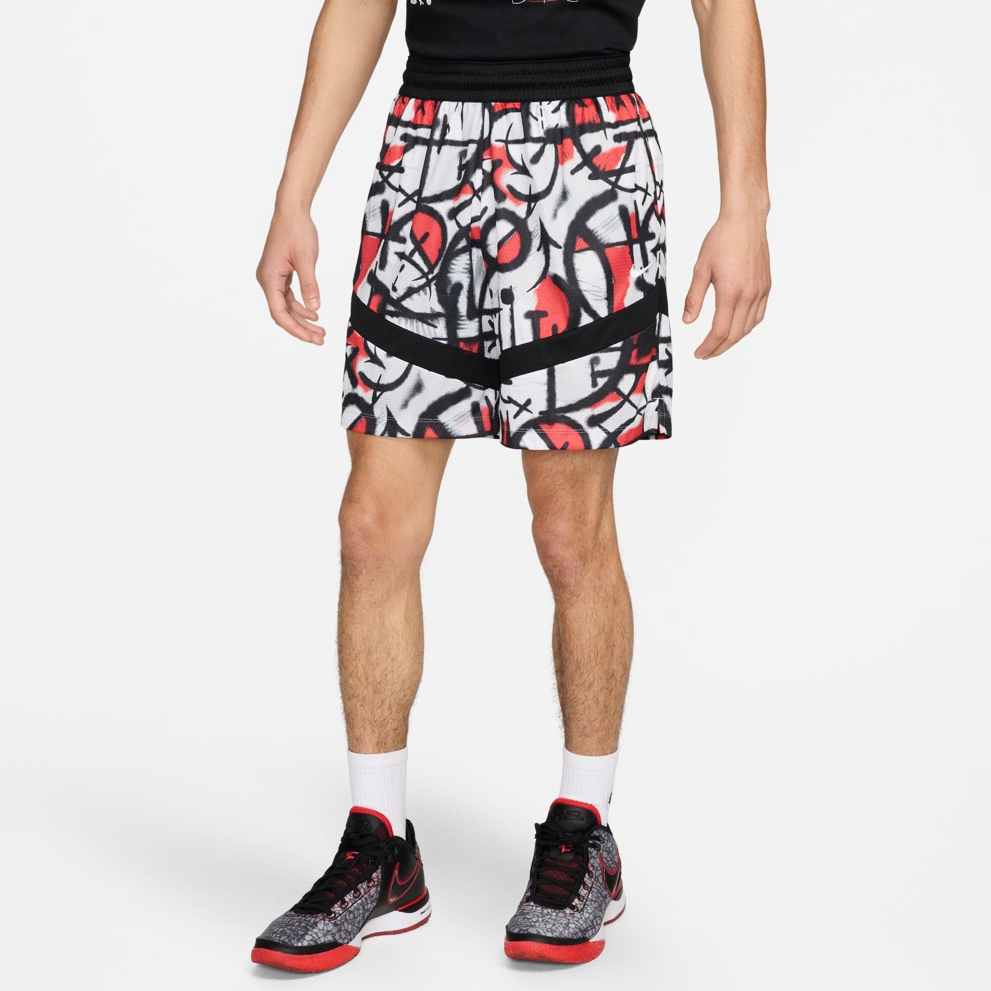 Shop Nike Men's Icon Printed Dri-fit 6" Basketball Shorts In University Red/black/white