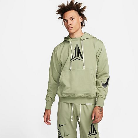 Shop Nike Men's Standard Issue Ja Logo Dri-fit Pullover Basketball Hoodie In Oil Green/black