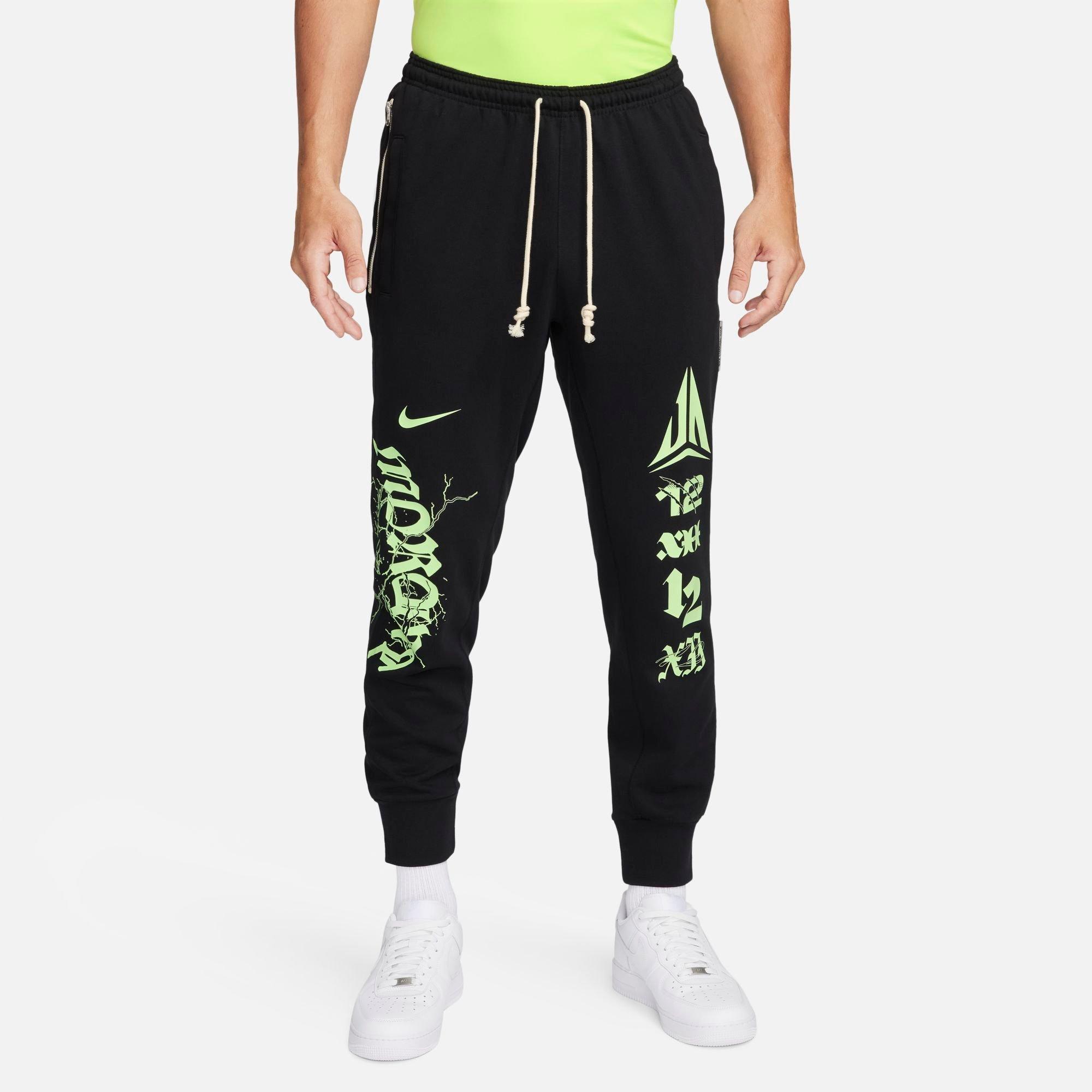 Shop Nike Men's Standard Issue Ja Logo Dri-fit Jogger Basketball Pants In Black/lime Blast