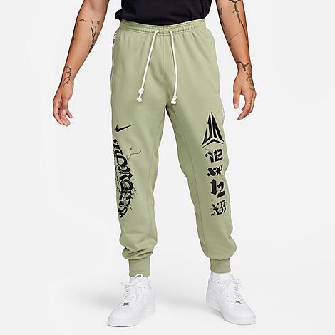 Shop Nike Men's Standard Issue Ja Logo Dri-fit Jogger Basketball Pants In Oil Green/black