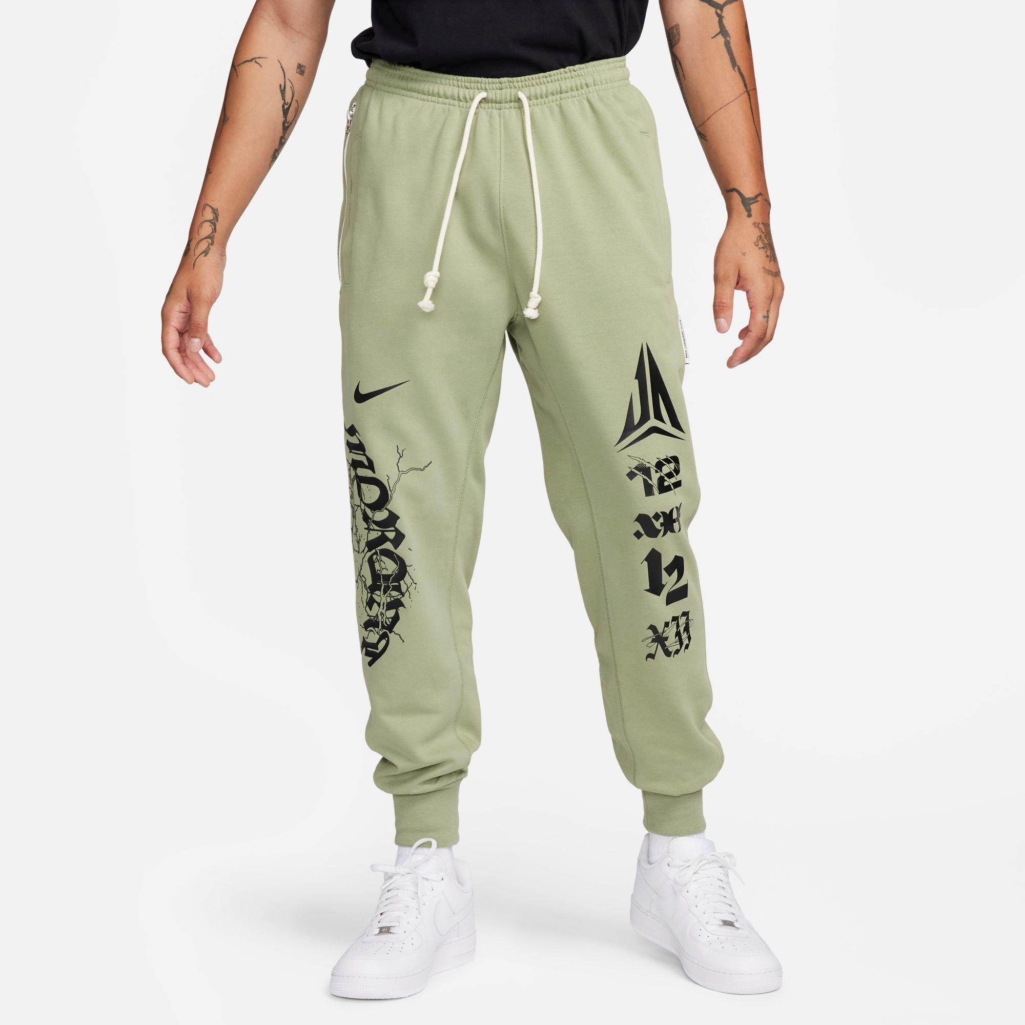 Shop Nike Men's Standard Issue Ja Logo Dri-fit Jogger Basketball Pants In Oil Green/black