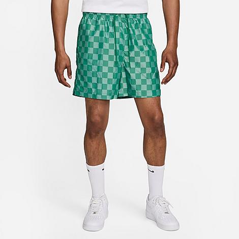 Shop Nike Men's Club Checkered Nylon Flow Shorts In Malachite/white