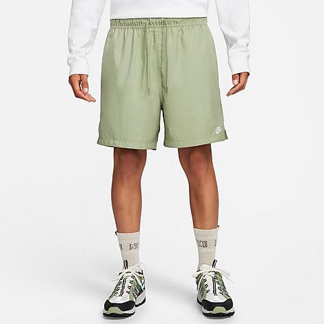 Shop Nike Men's Club Woven 6" Flow Shorts In Oil Green/white