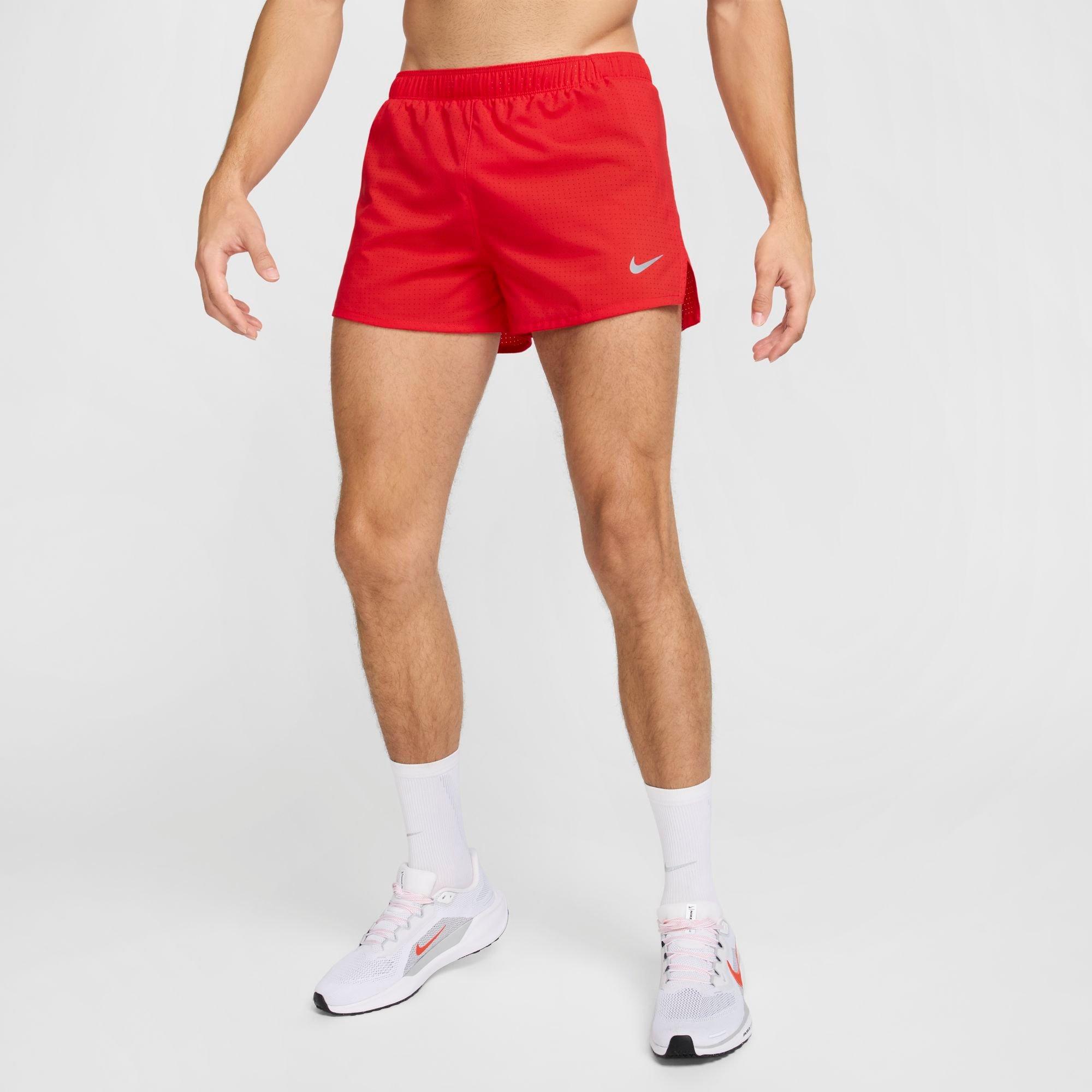 Nike Men's Fast Dri-FIT Brief-Lined 3" Running Shorts in Lt Crimson/Black/Ref Size: XS