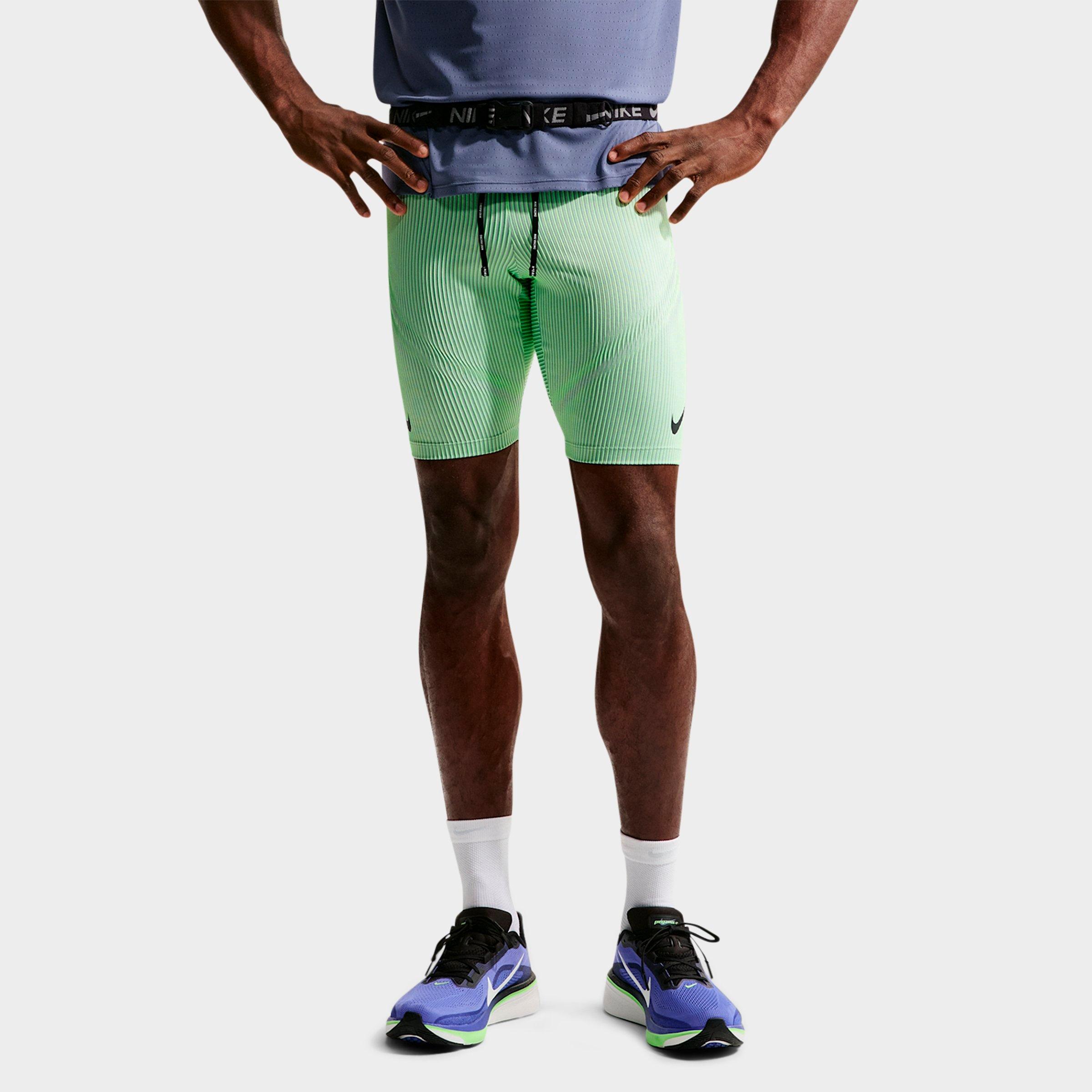 Nike Men's AeroSwift Dri-FIT ADV Half-Length Running Tights in Lime Blast/Steam/Light Silver Size: Large