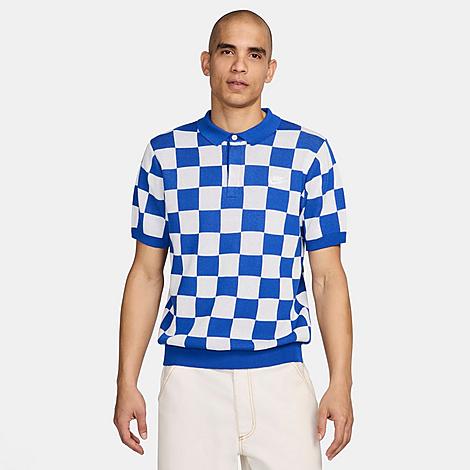 Shop Nike Men's Sportswear Club Checkers Polo Shirt In Game Royal/sail