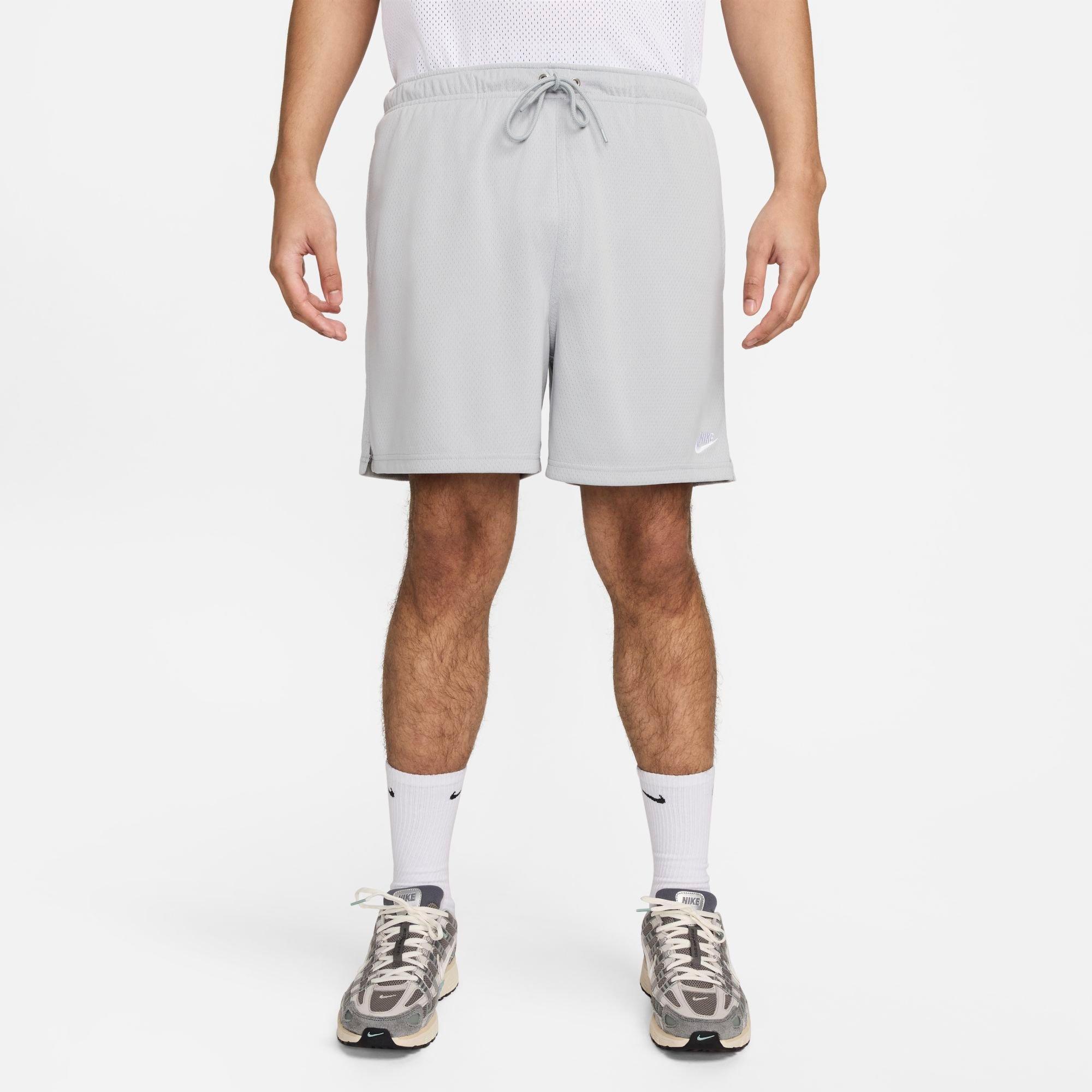 Nike Club Flow Mesh Athletic Shorts In Light Smoke Grey/white