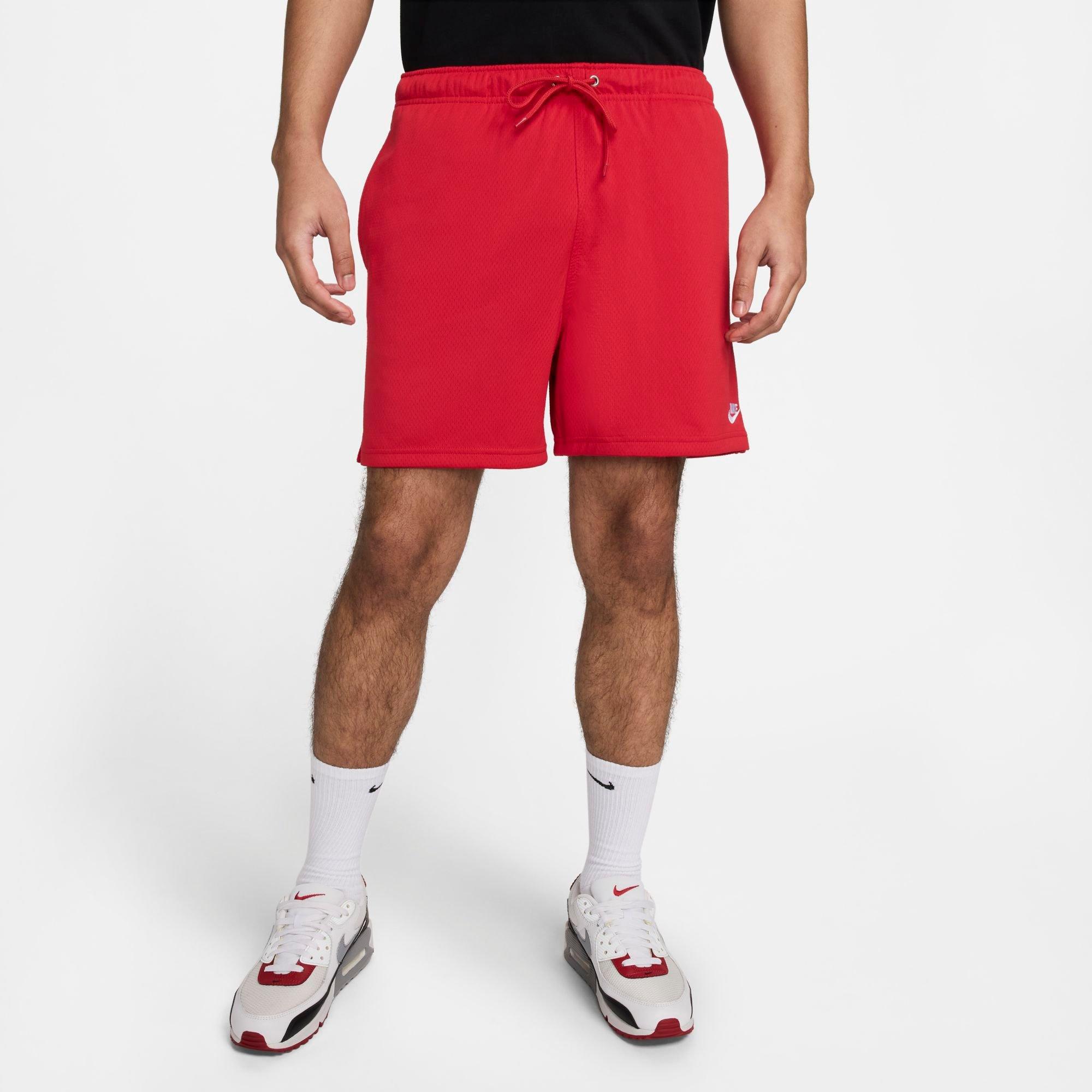 Nike Men's Club Mesh Flow Shorts in University Red/White Size: XS
