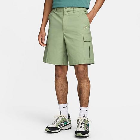 Shop Nike Men's Club Woven Cargo Shorts In Oil Green/oil Green