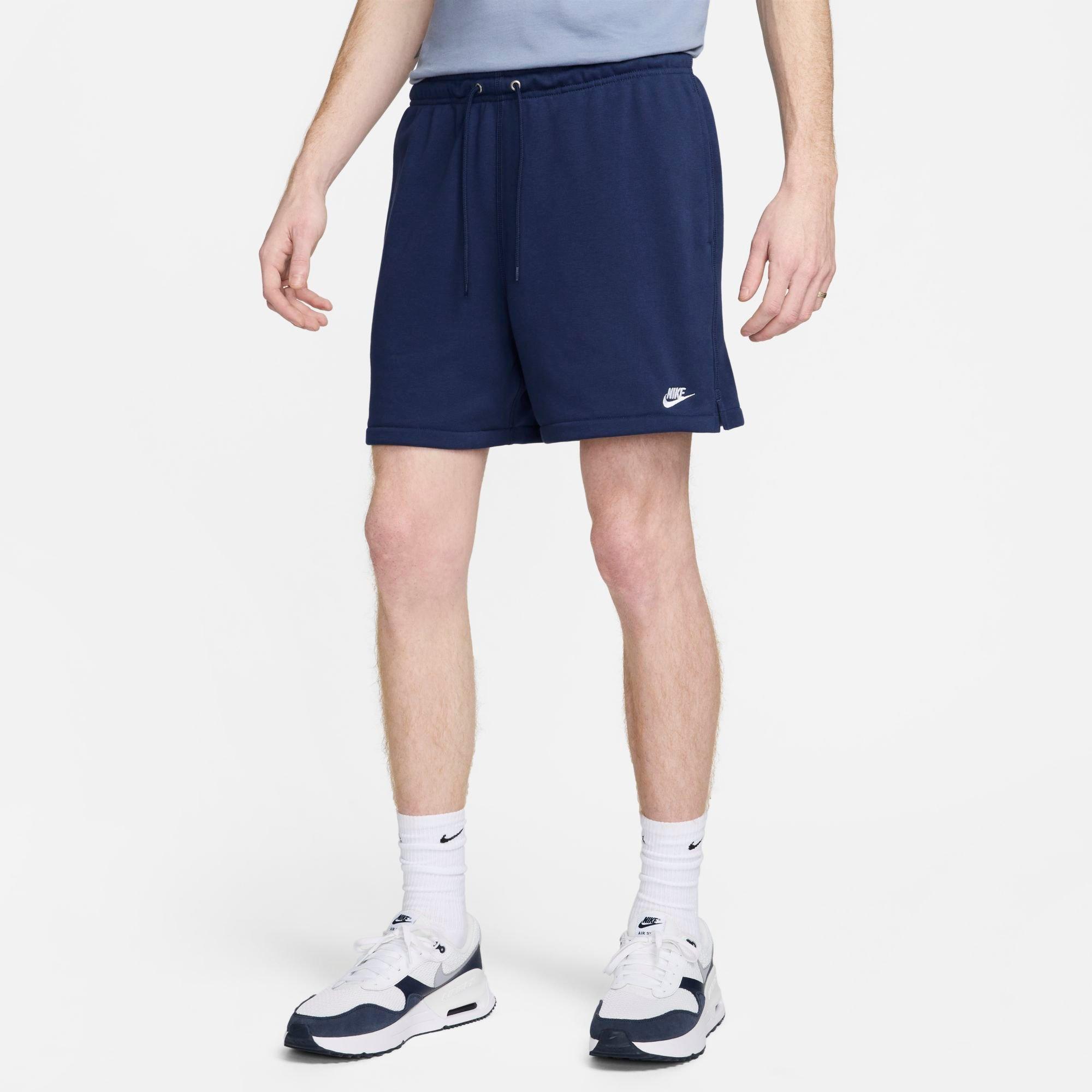 Shop Nike Men's Club French Terry Flow Shorts In Midnight Navy/midnight Navy/white