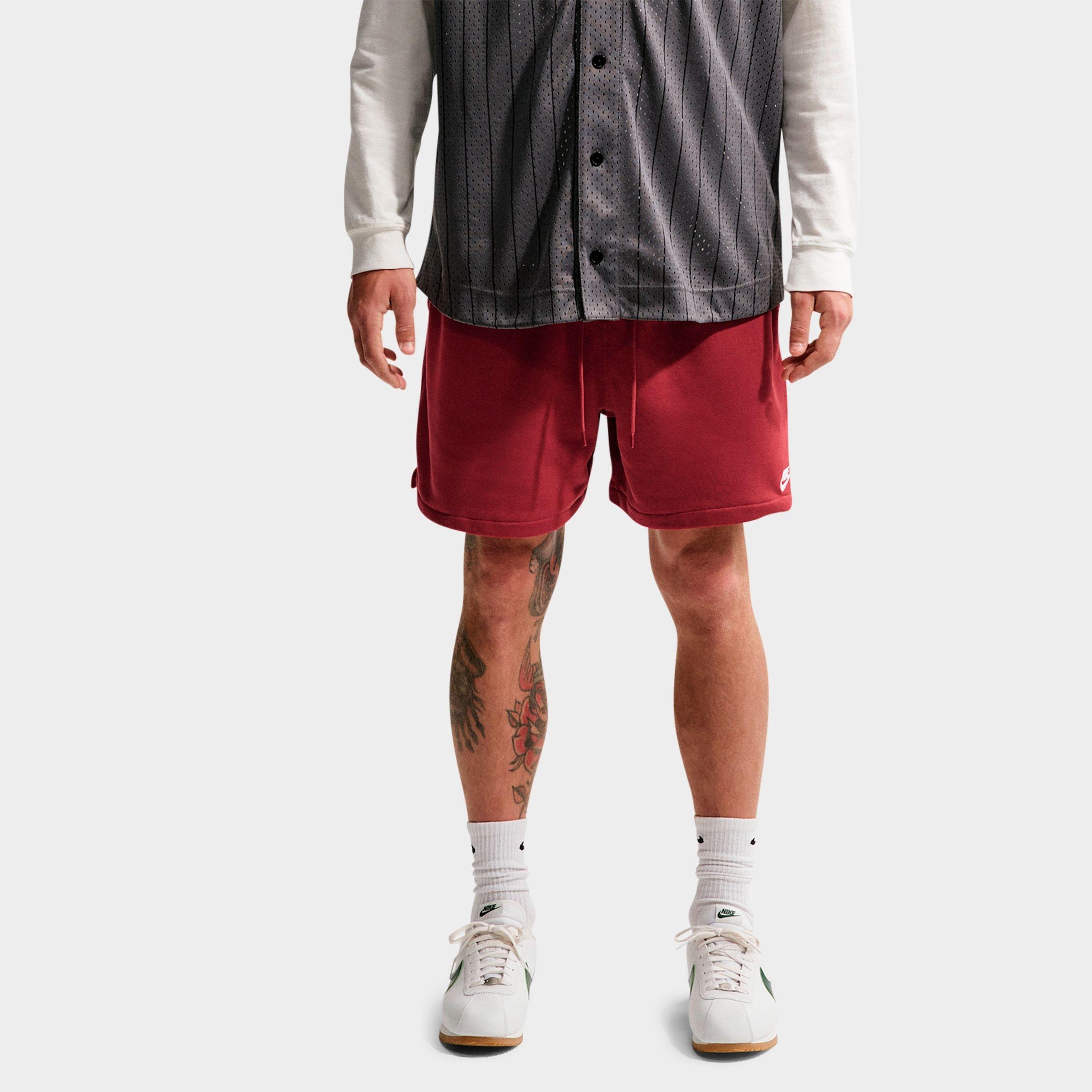 Nike Men's Club French Terry Flow Shorts in Team Crimson/Team Crimson/White Size: Large