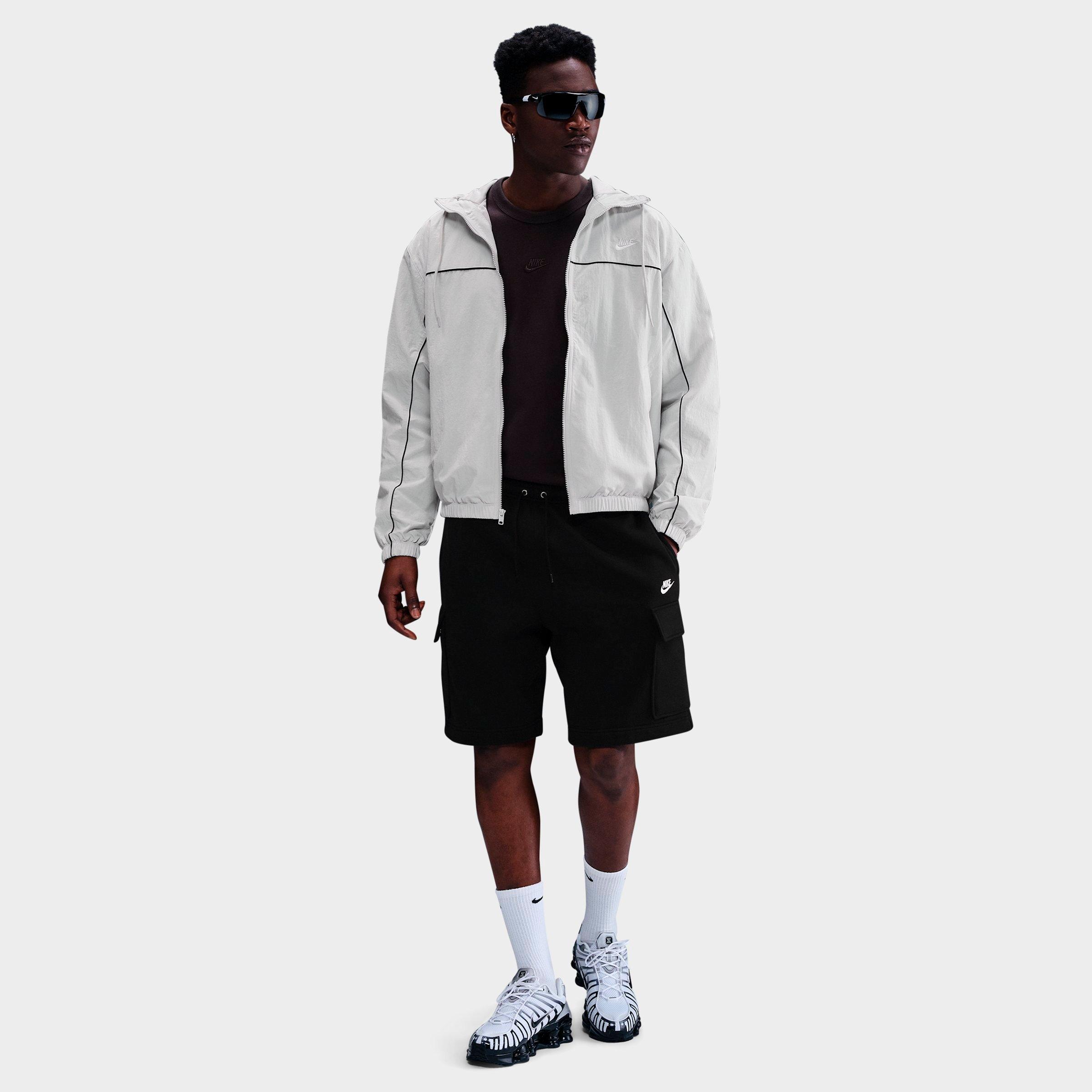 Nike Men's Club Fleece Cargo Shorts in Black/White Size: S Tall