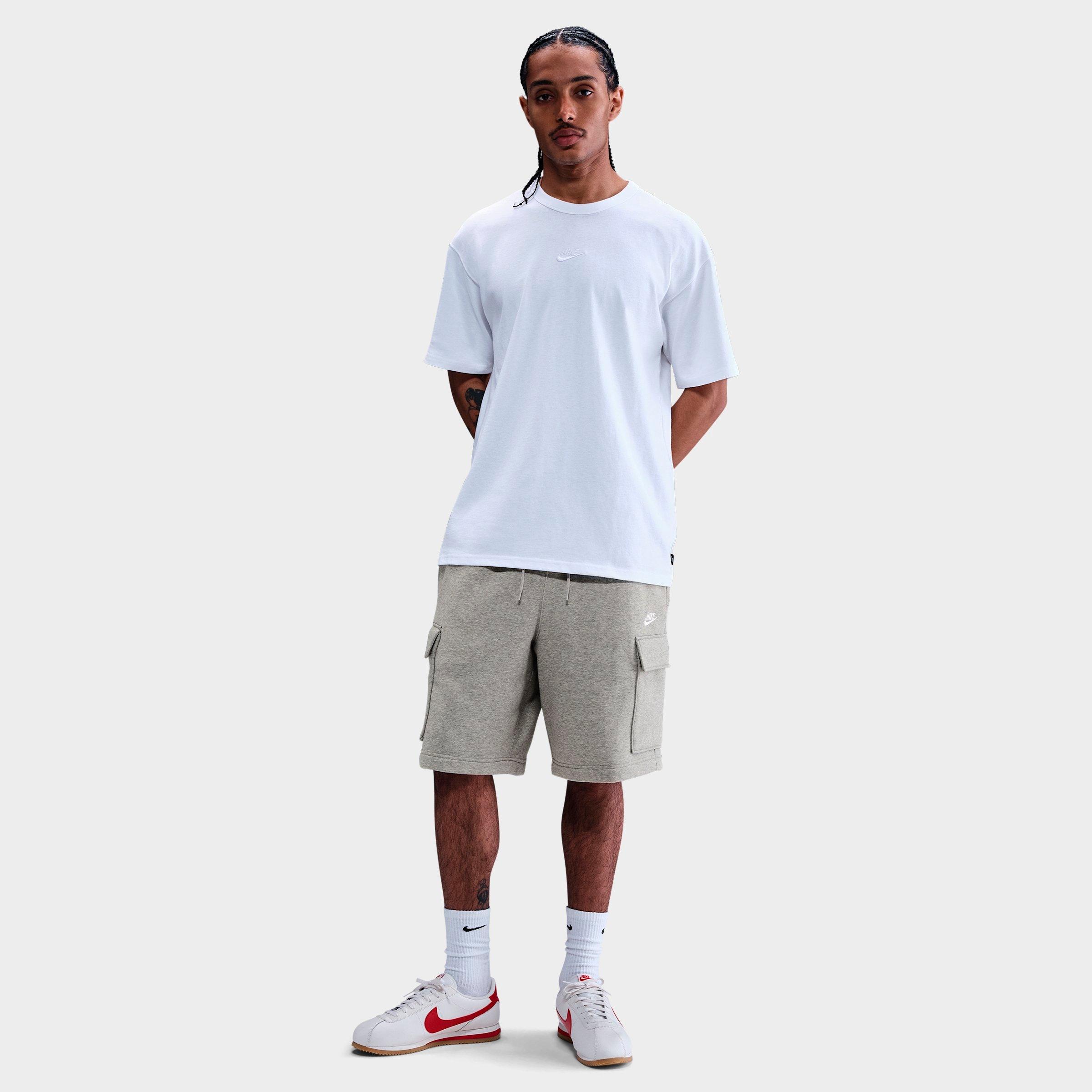 Nike Men's Club Fleece Cargo Shorts in Dark Grey Heather/Light Smoke Grey/White Size: XS