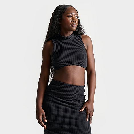 Nike Women's Sportswear Chill Knit Ribbed Cropped Tank Top In Black