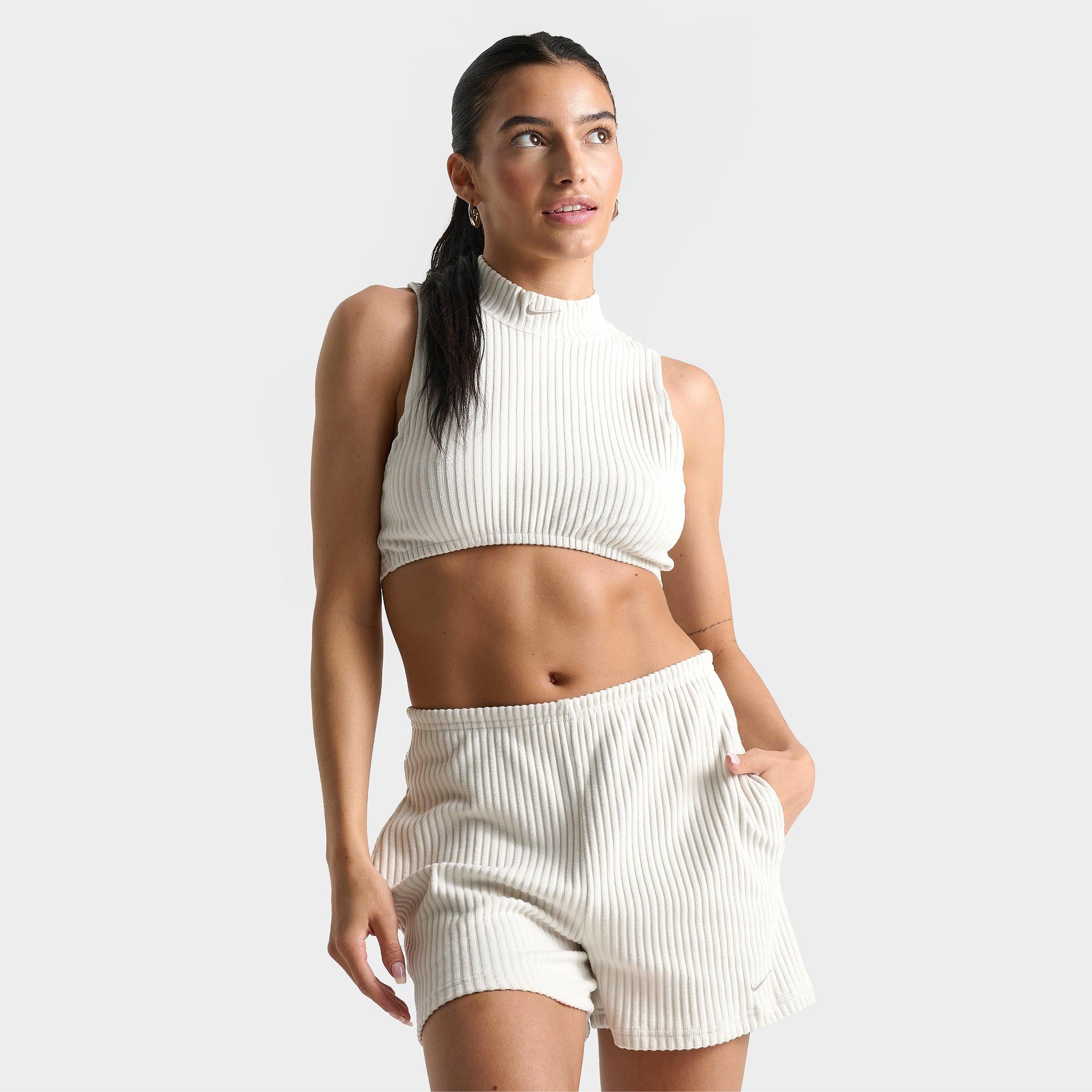 Shop Nike Women's Sportswear Chill Knit Ribbed Cropped Tank Top In Light Orewood Brown/light Orewood Brown