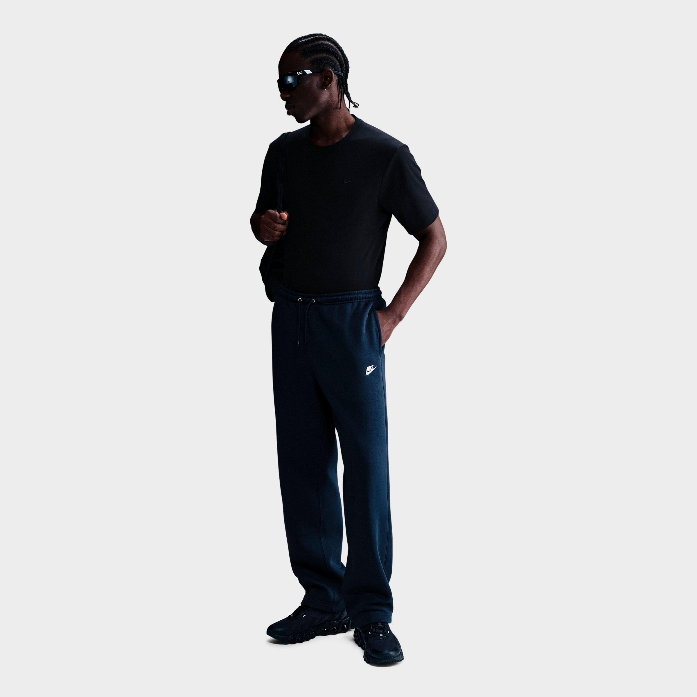 Nike Men's Club Fleece Premium Open-Hem Sweatpants in Obsidian/Obsidian/White Size: Large