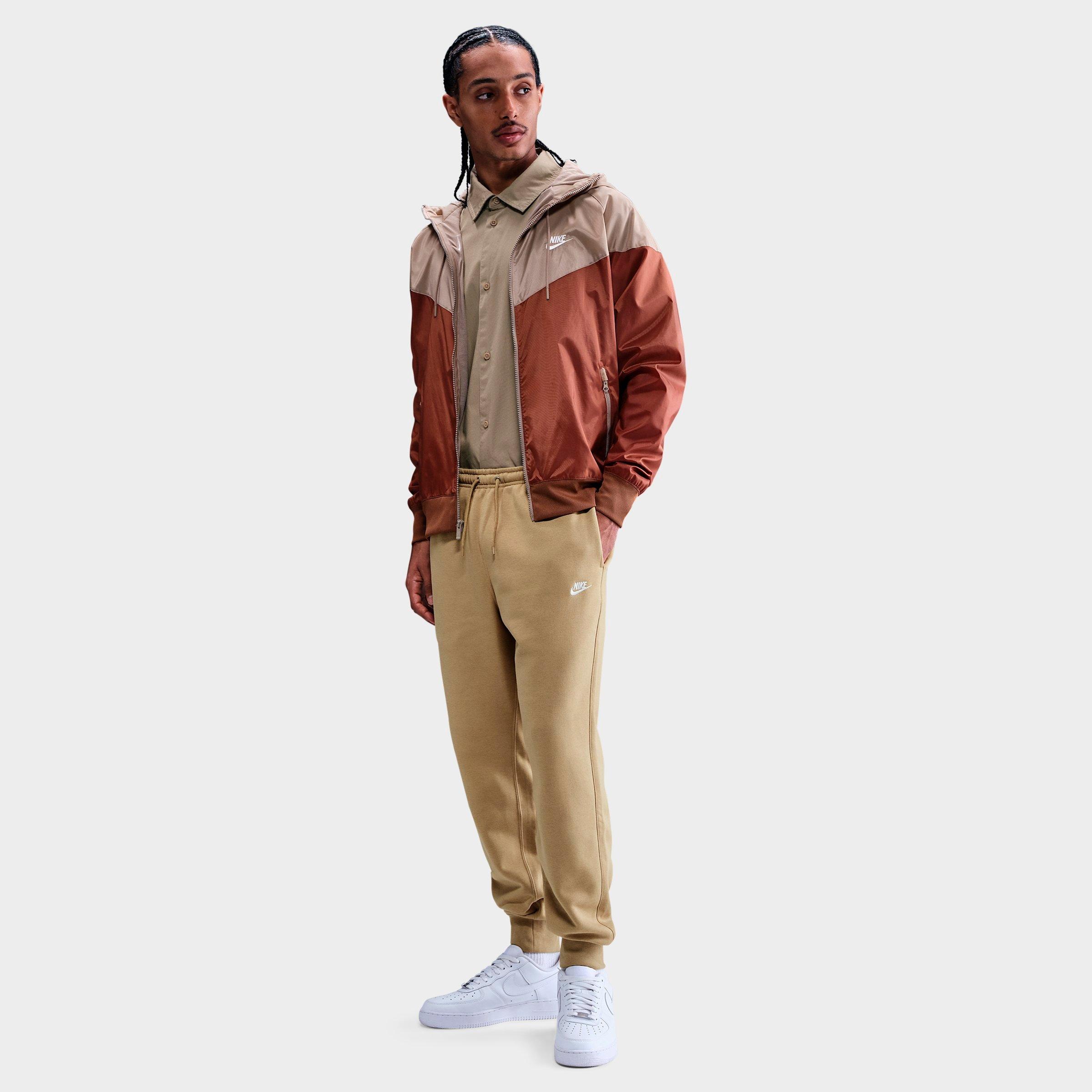 Nike Men's Club Fleece Premium Jogger Pants in Parachute Beige/Parachute Beige/White Size: 2XS