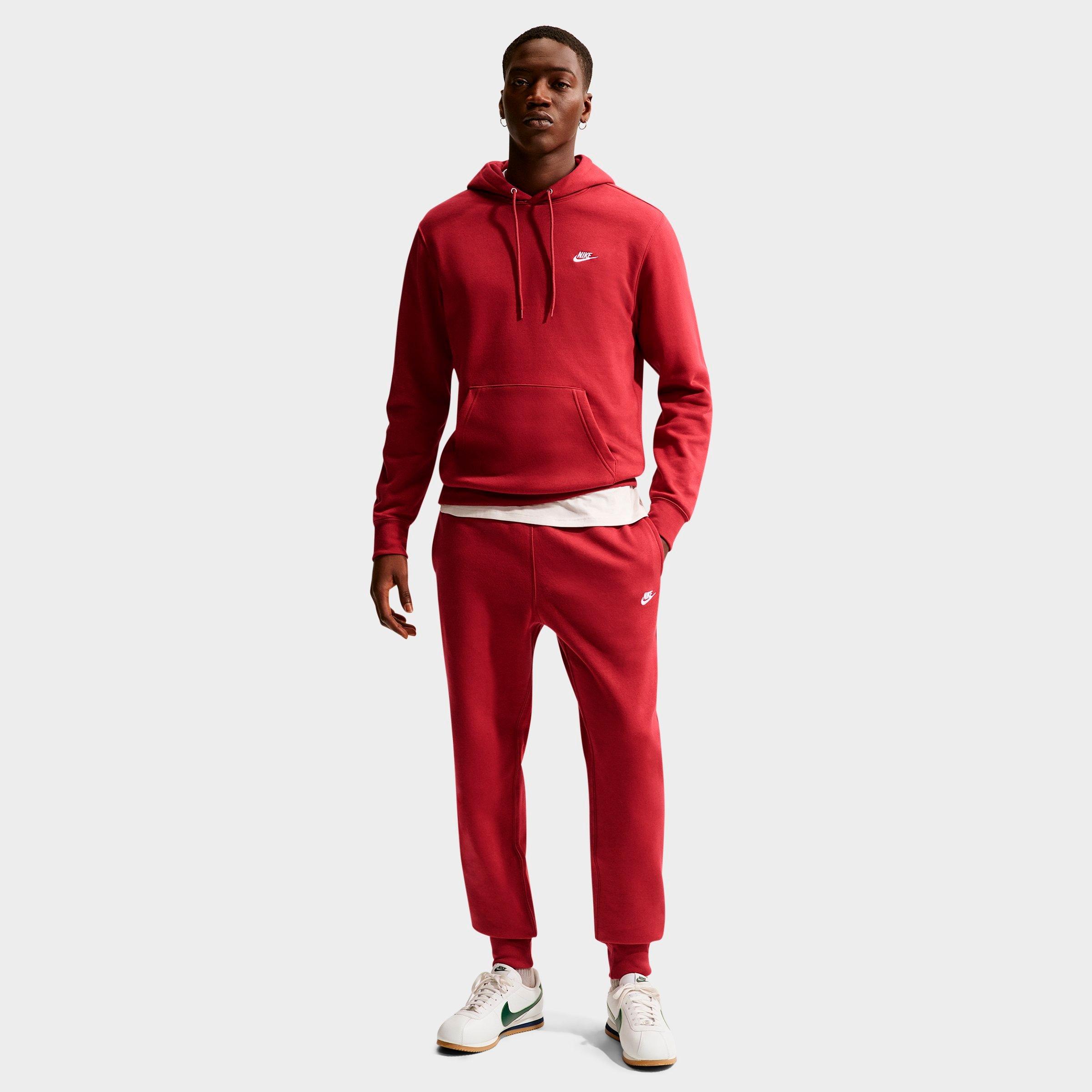 Nike Men's Club Fleece Premium Jogger Pants in Team Crimson/Team Crimson/White Size: M Tall