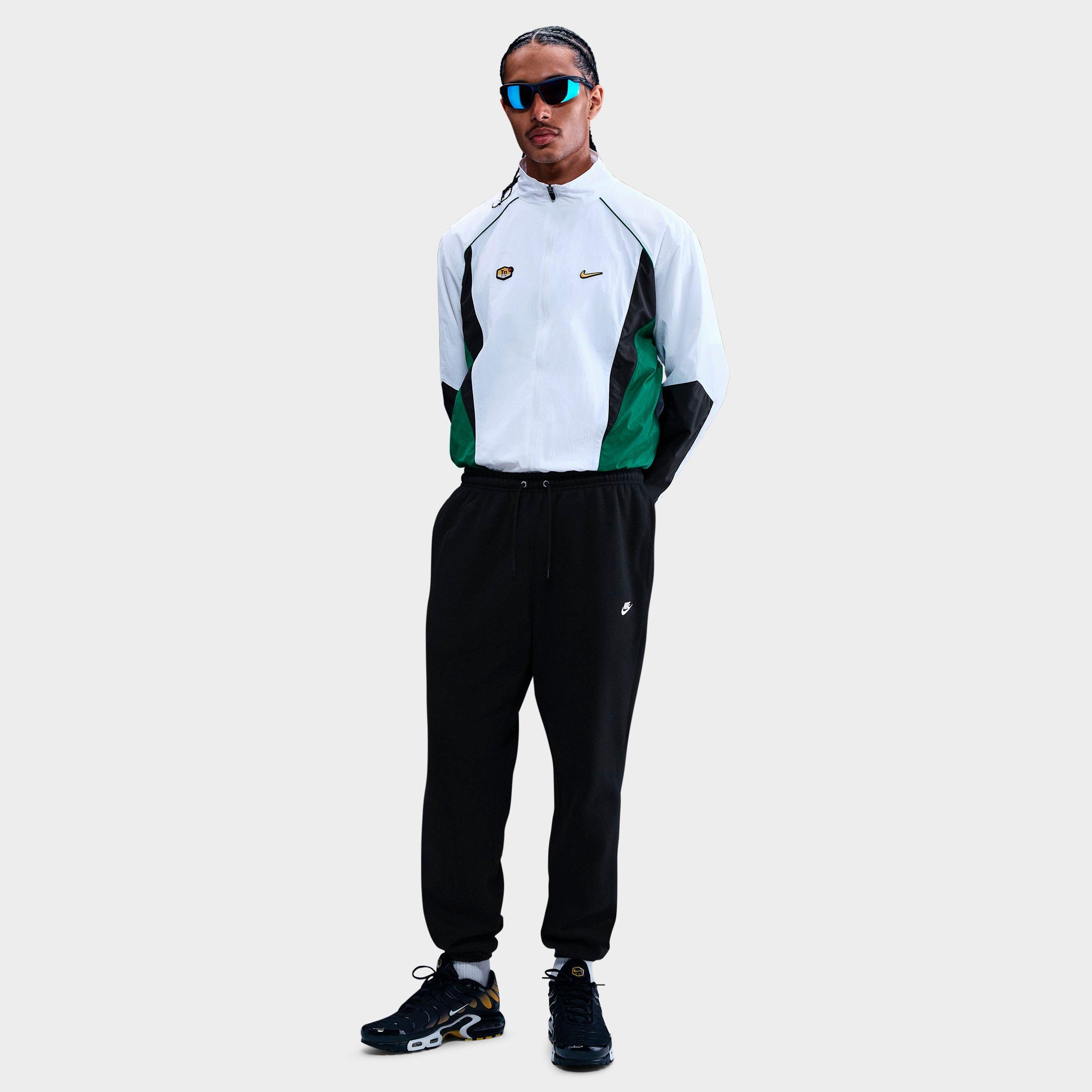 Nike Men's Club Fleece Brushed Premium Cuffed Sweatpants in Black/White Size: 2XS