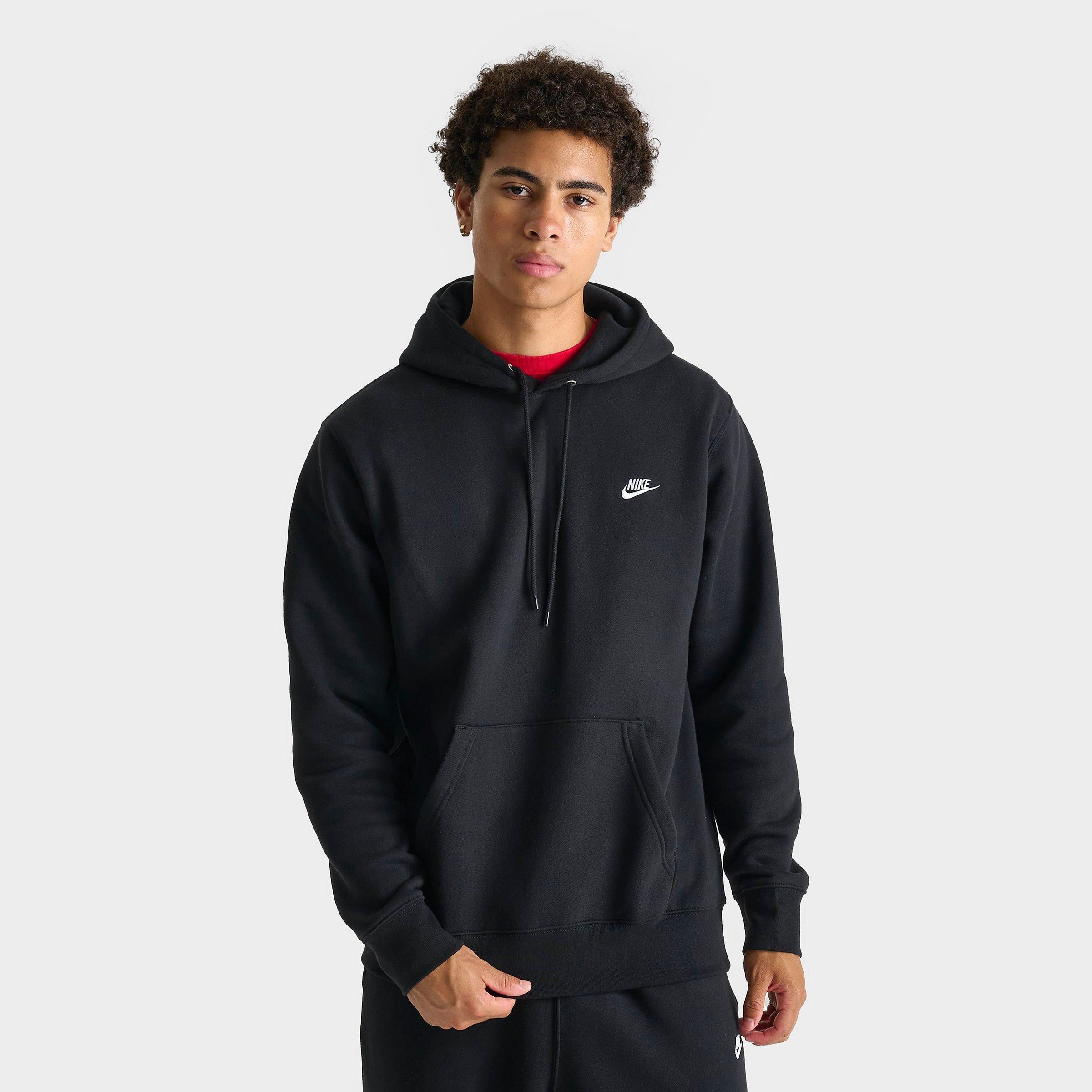 Nike Men's Club Fleece Premium Embroidered Pullover Hoodie in Black/White Size: XS
