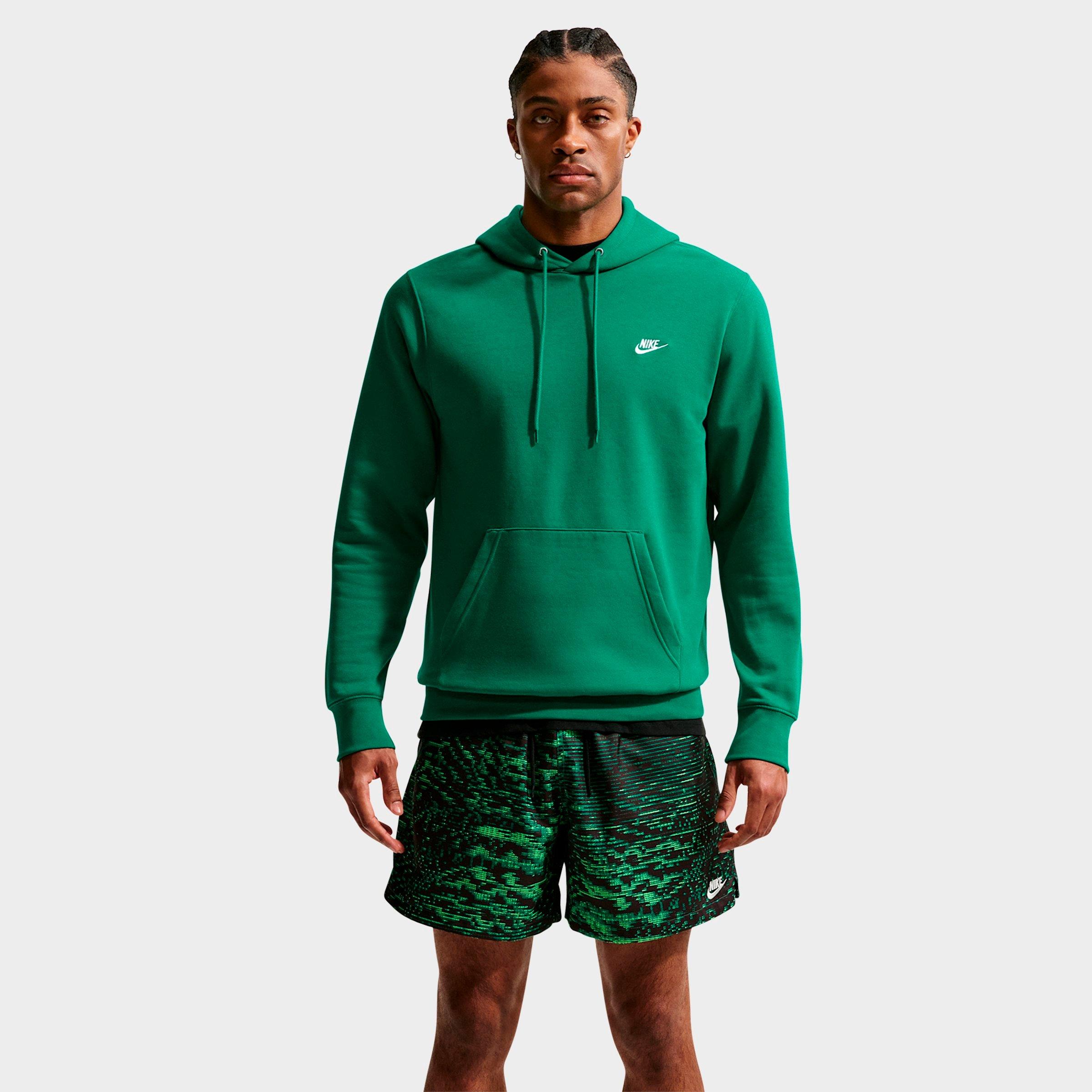 Nike Men's Club Fleece Premium Embroidered Pullover Hoodie in Malachite/Malachite/White Size: Medium