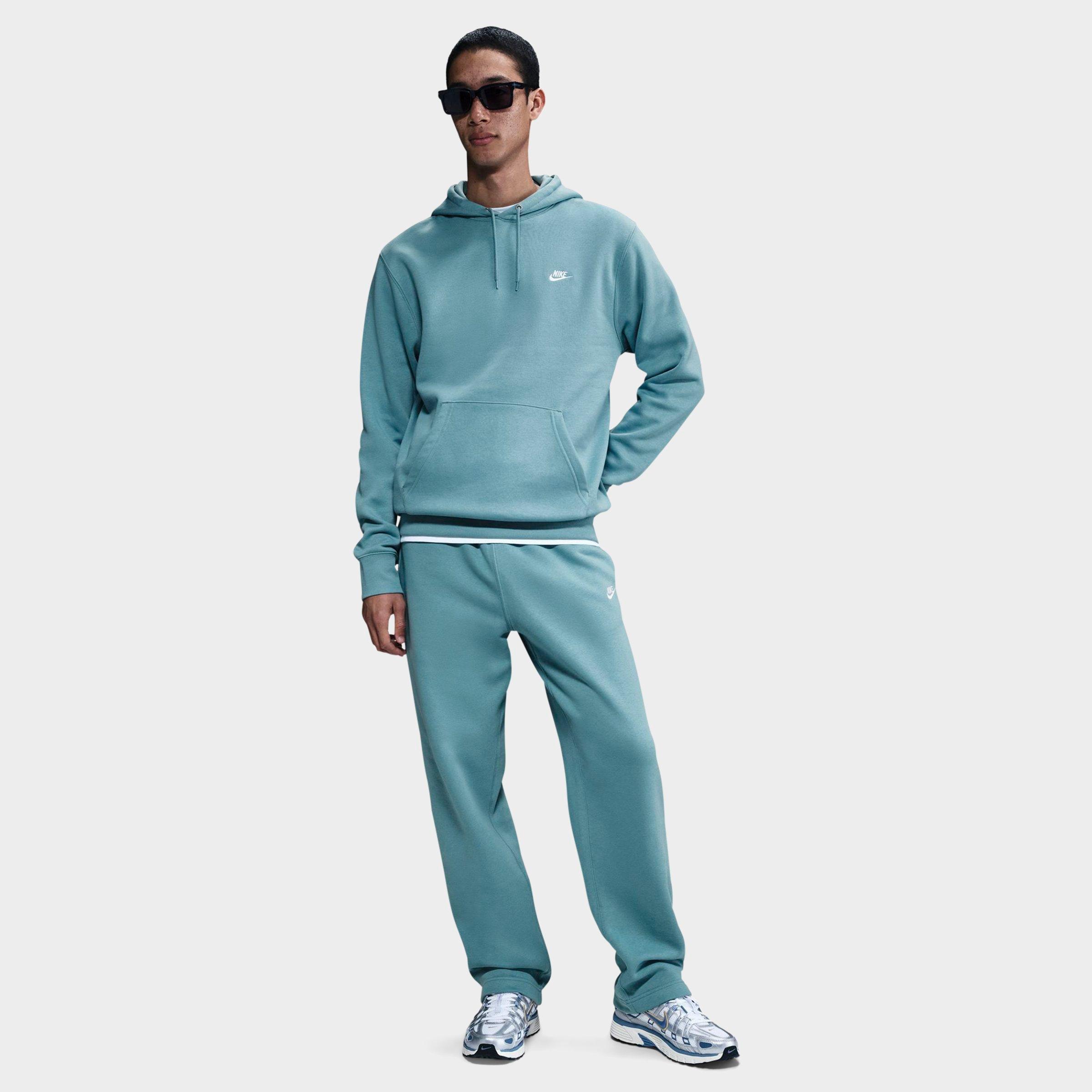 Nike Men's Club Fleece Premium Embroidered Pullover Hoodie in Blue/Denim Turquoise Size XS Cotton/Polyester/Fleece