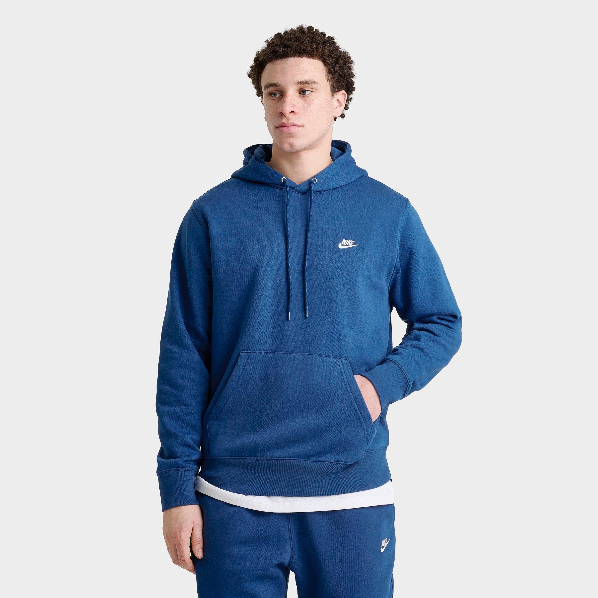 Nike Men's Club Fleece Premium Embroidered Pullover Hoodie in Court Blue/Court Blue Size: Medium