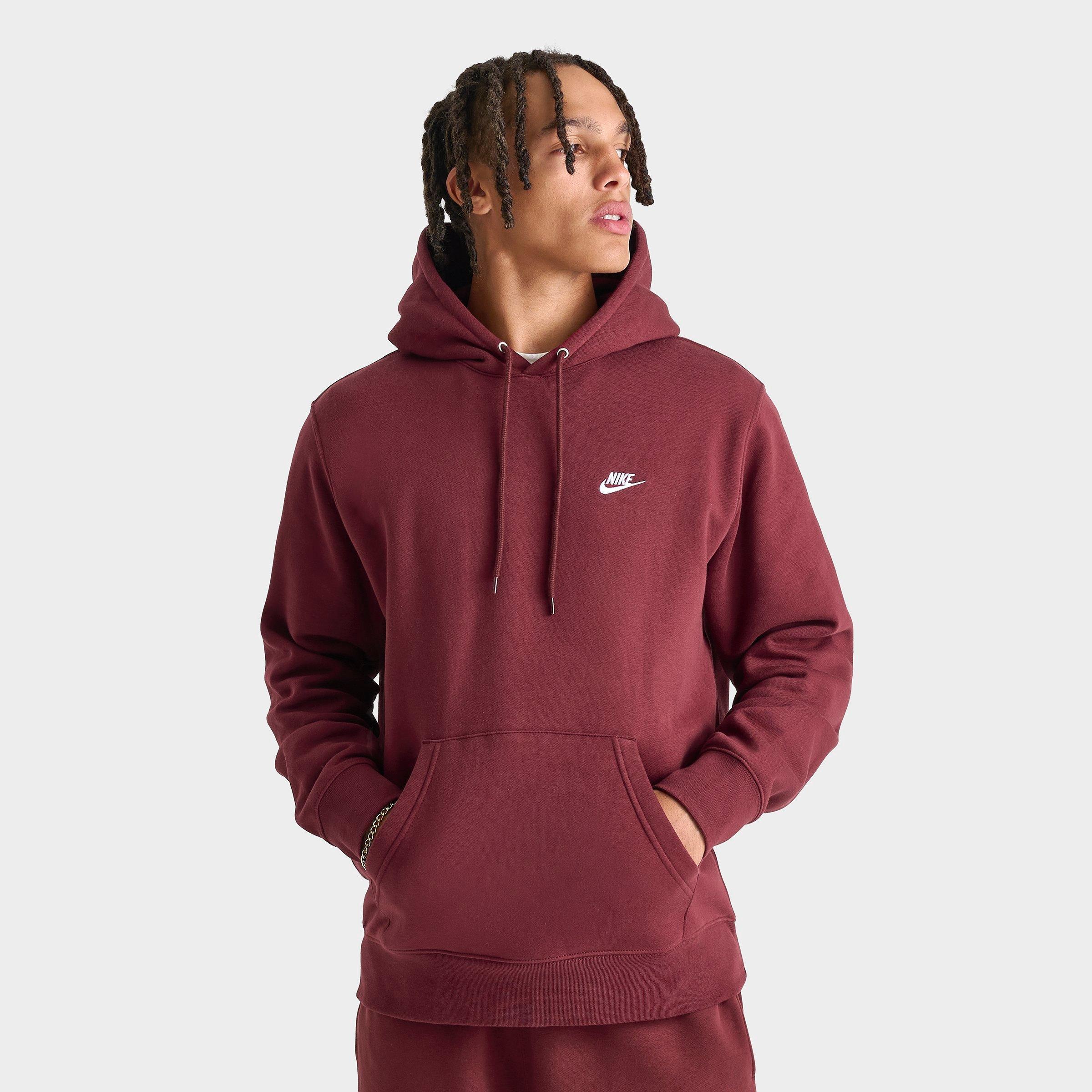 Nike Men's Club Fleece Premium Embroidered Pullover Hoodie In Burgundy