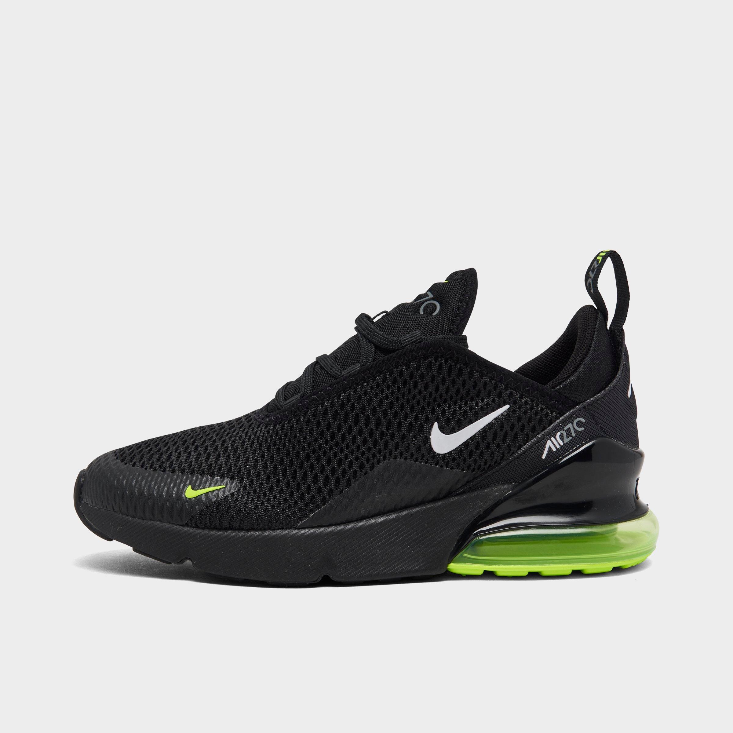 Nike Little Kids Air Max 270 Casual Shoes in Black/White/Volt Size: 1.0