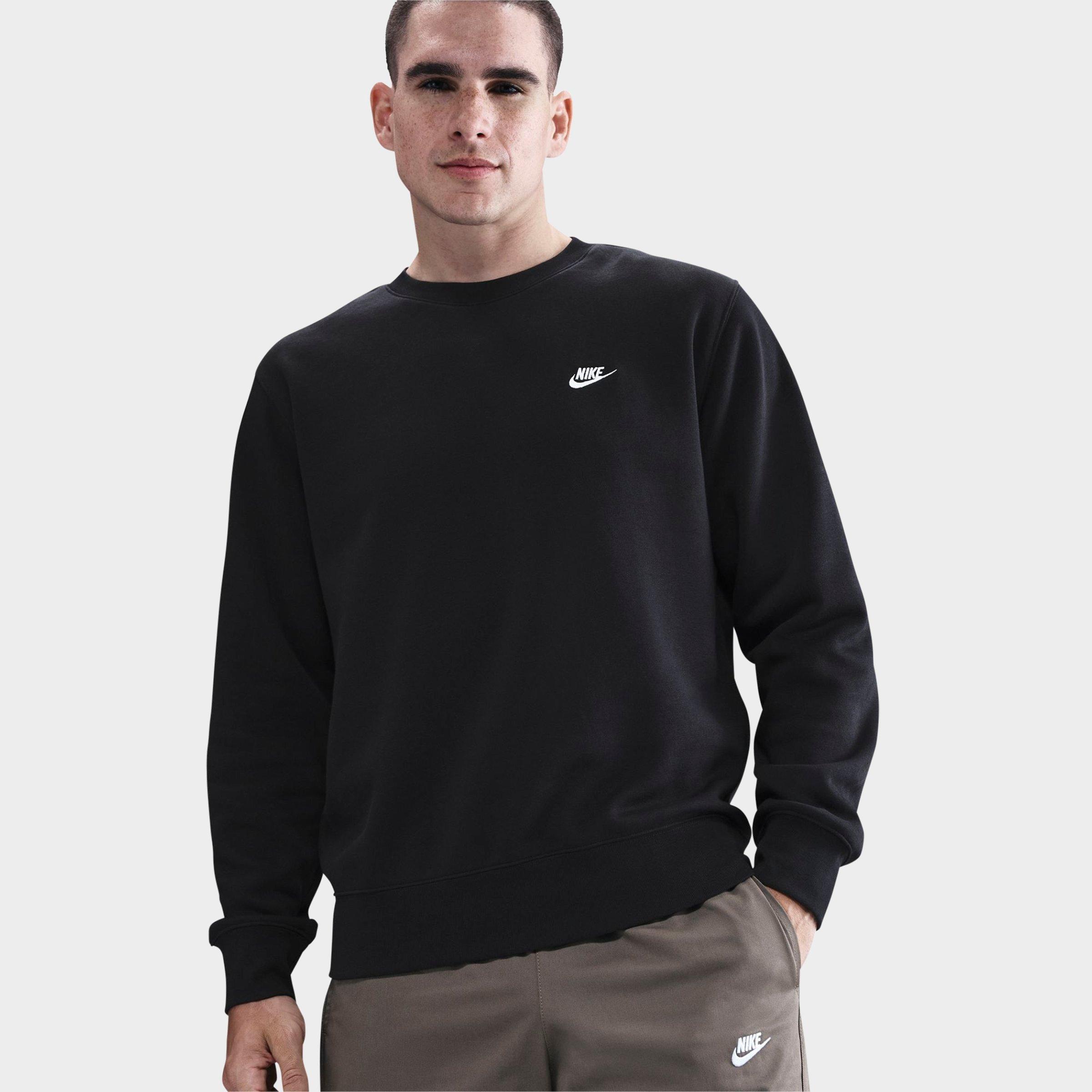 Nike Men's Club Fleece Premium Crewneck Sweatshirt in Black/White Size: 2XS