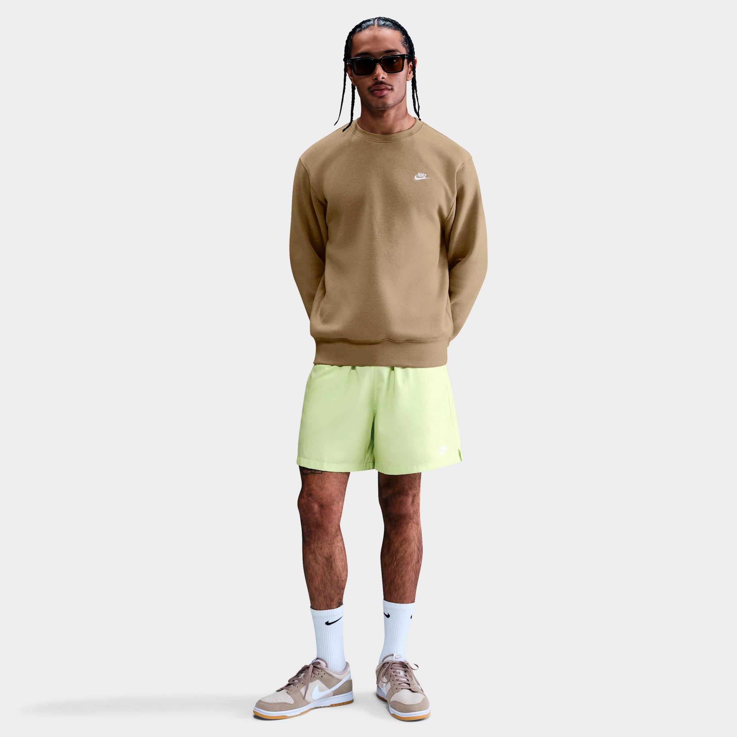 Nike Men's Club Fleece Premium Crewneck Sweatshirt in Parachute Beige/White Size: 2XS