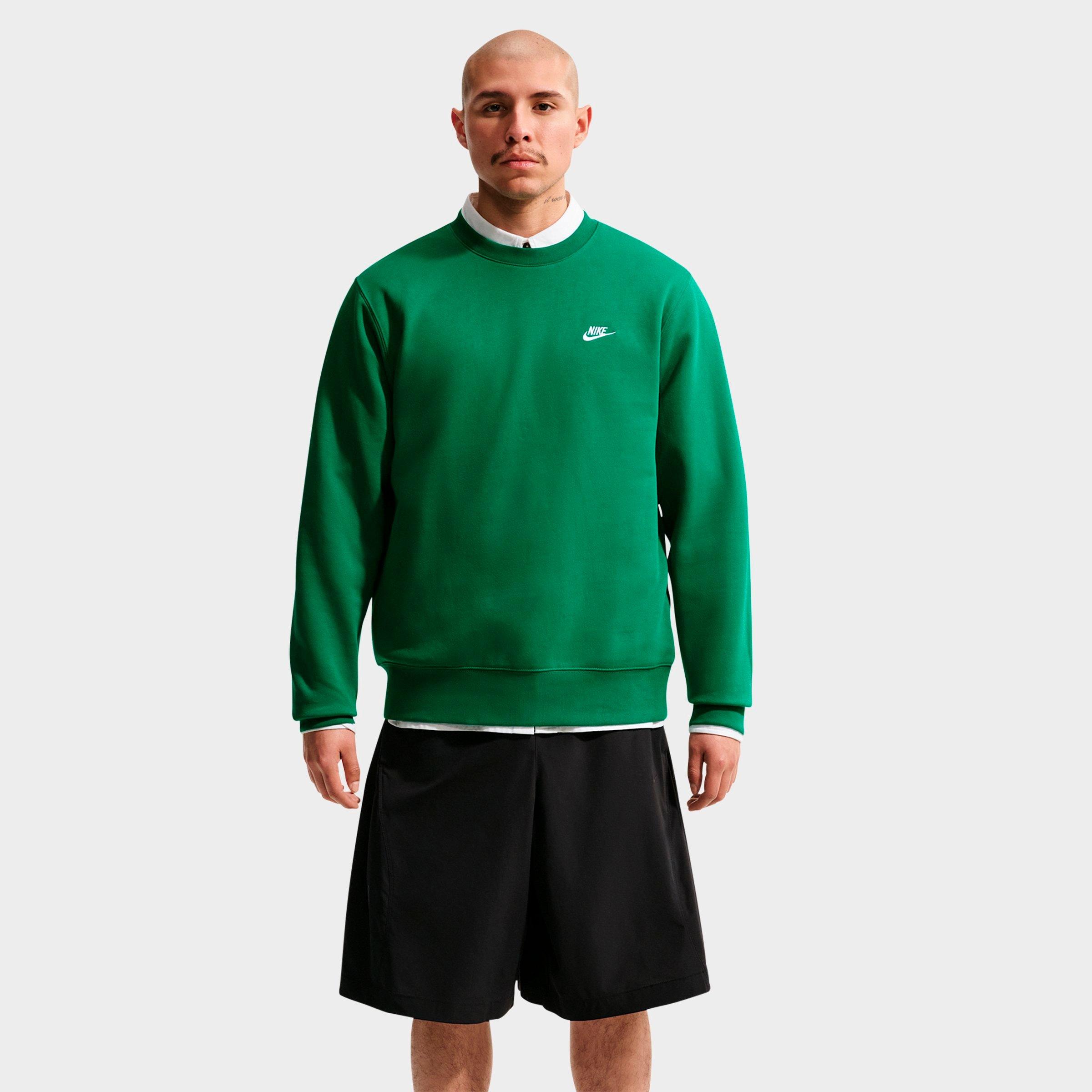 Nike Men's Club Fleece Premium Crewneck Sweatshirt in Malachite/White Size: Large