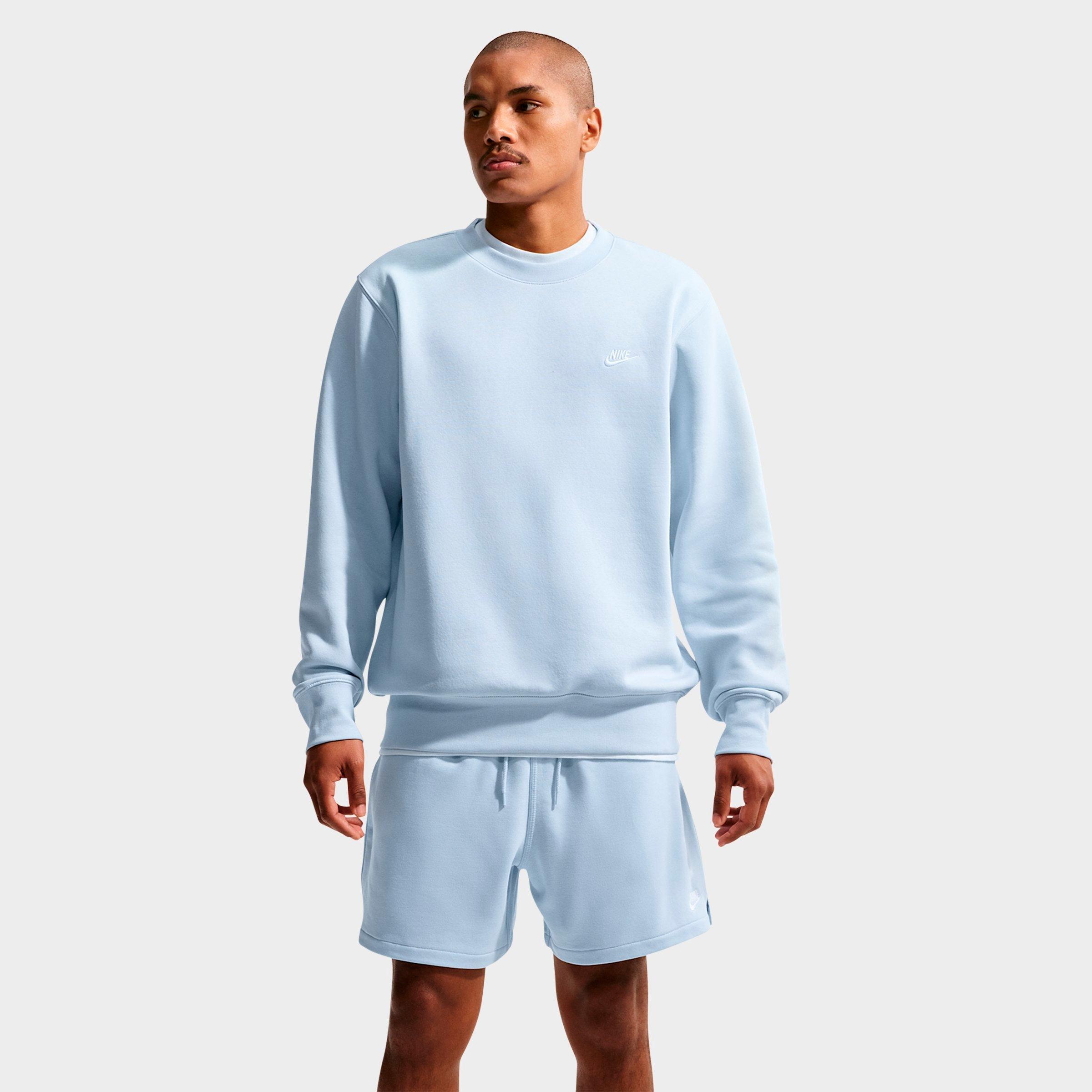 Nike Men's Club Fleece Premium Crewneck Sweatshirt in Hydrogen Blue/White Size: 3XL