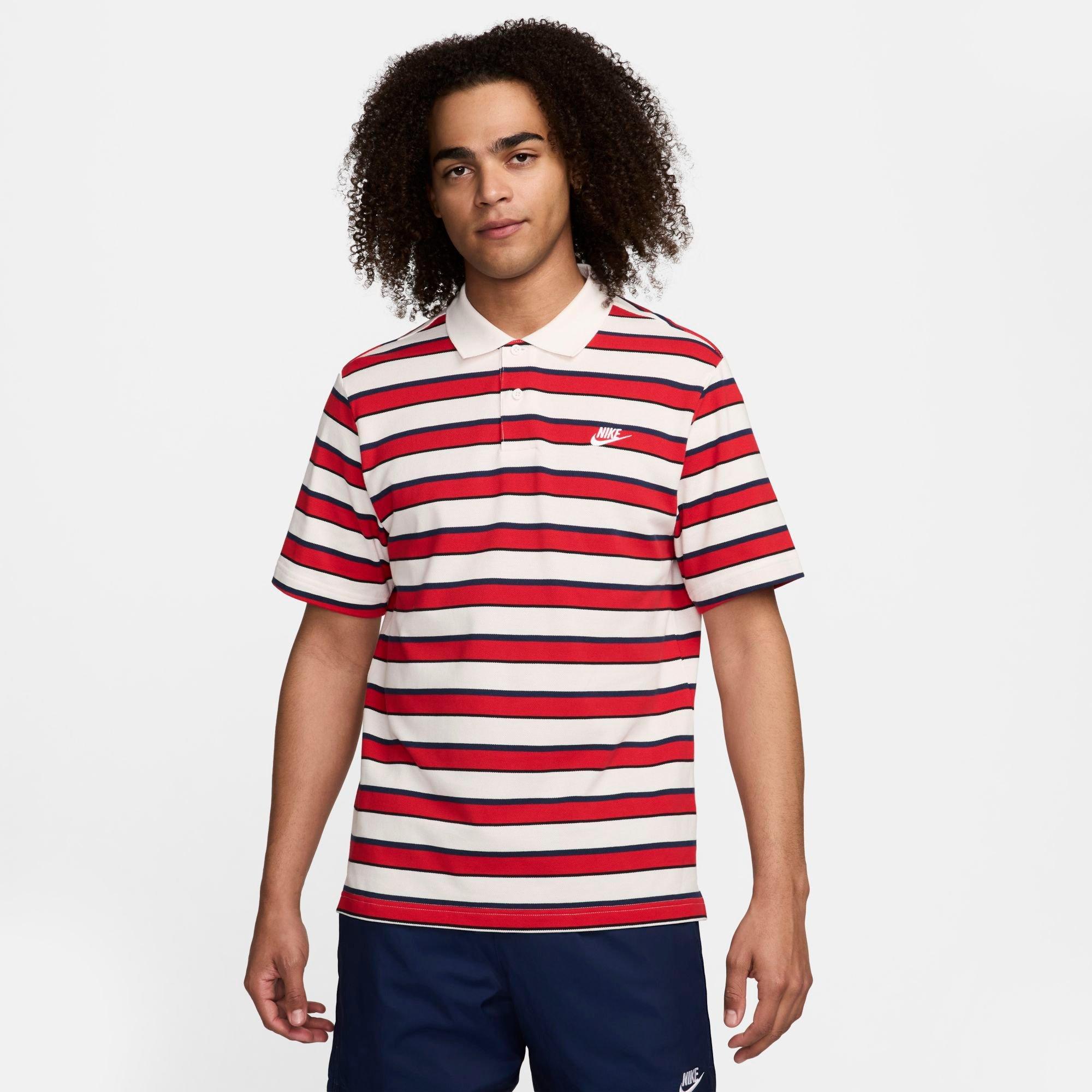Shop Nike Men's Club Striped Polo Shirt In Red/white/navy
