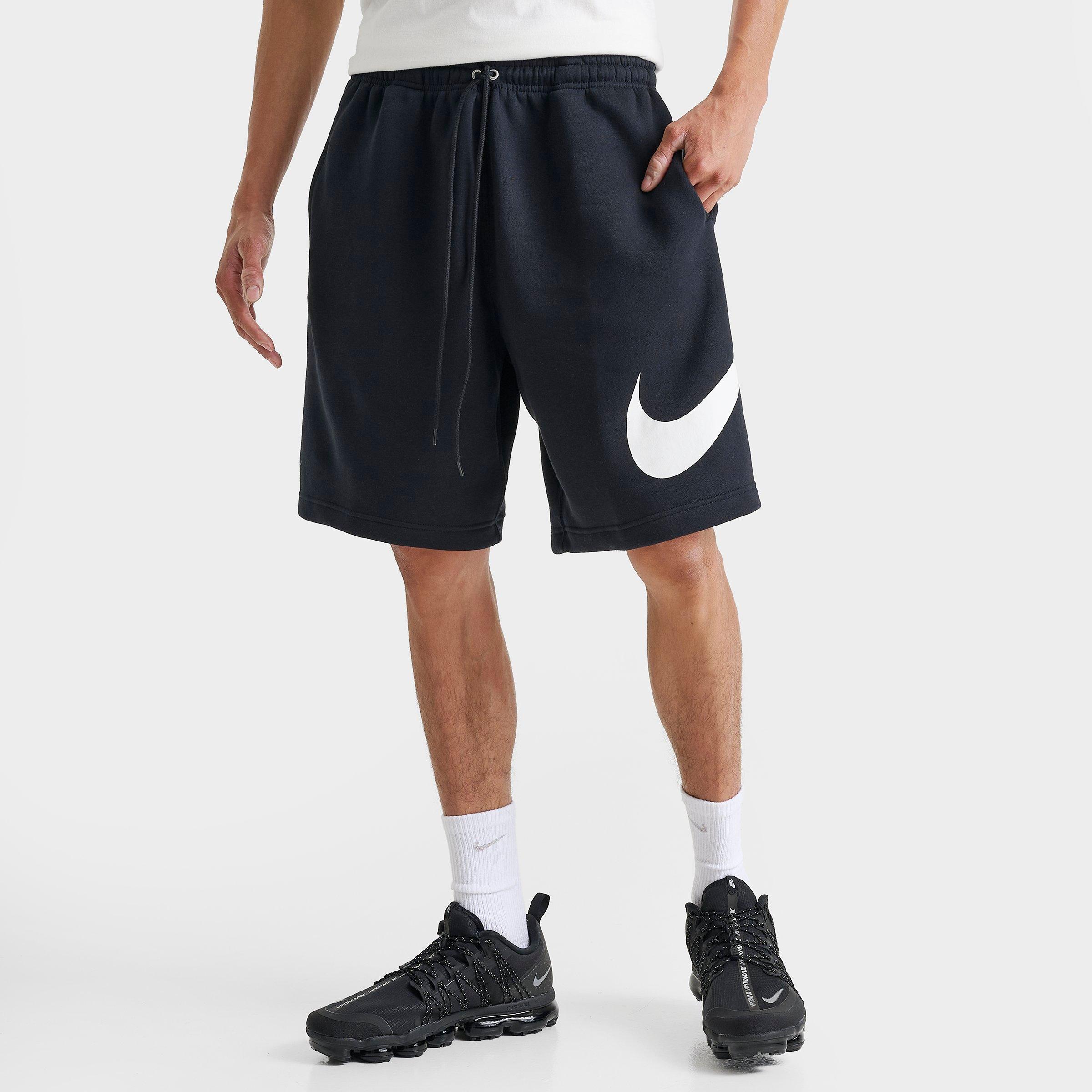 Nike Men's Club Fleece Swoosh Graphic Shorts in Black/White Size: XXL Tall